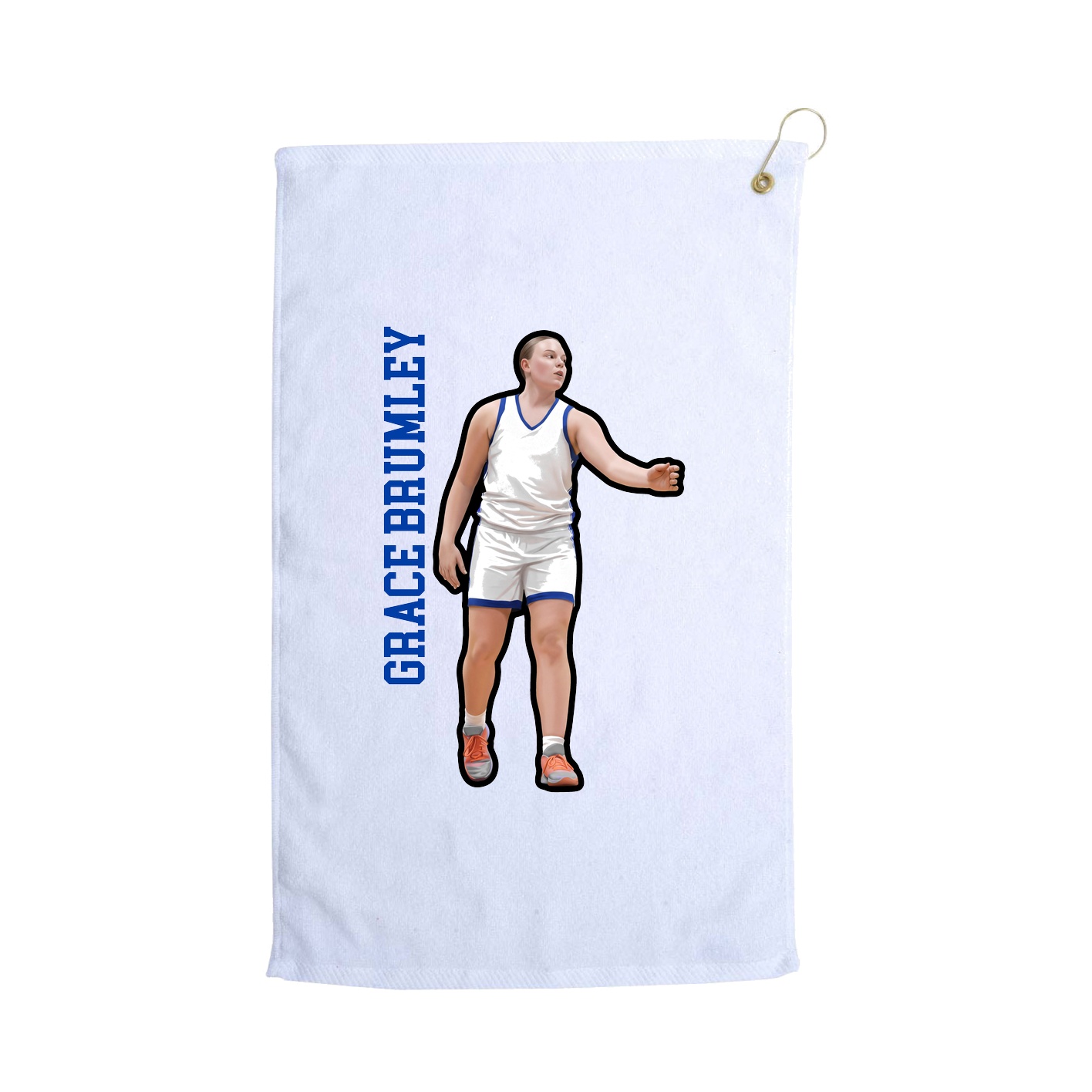 Golf Towel — Name Vertical in White