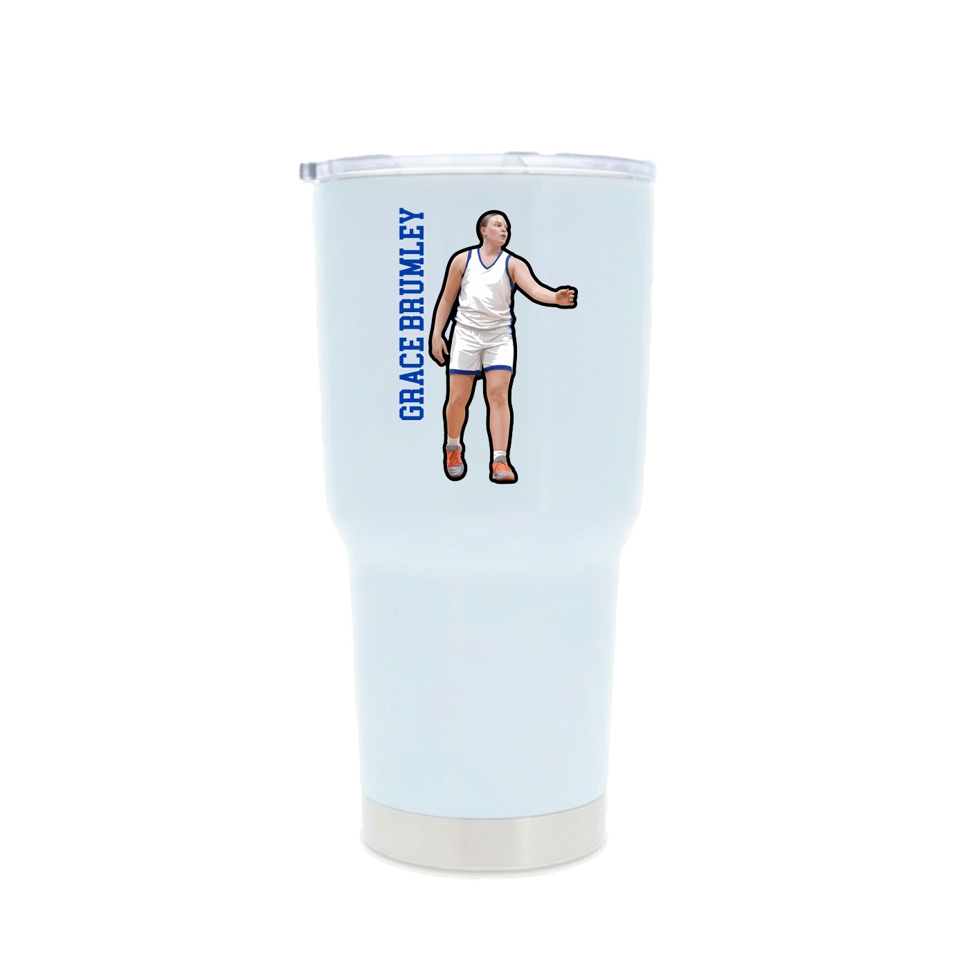 30oz Stainless Steel Tumbler — Name Vertical in White