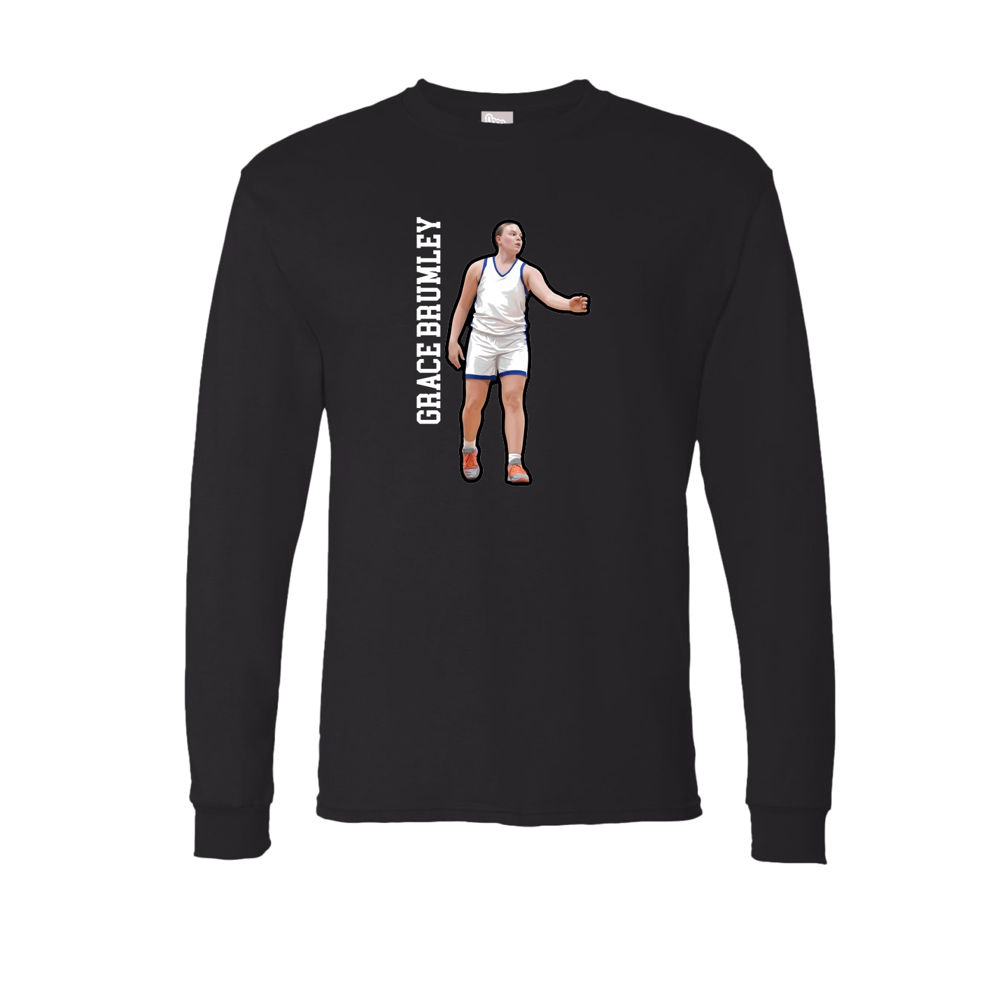 Long Sleeve Tee — Name Vertical in Black