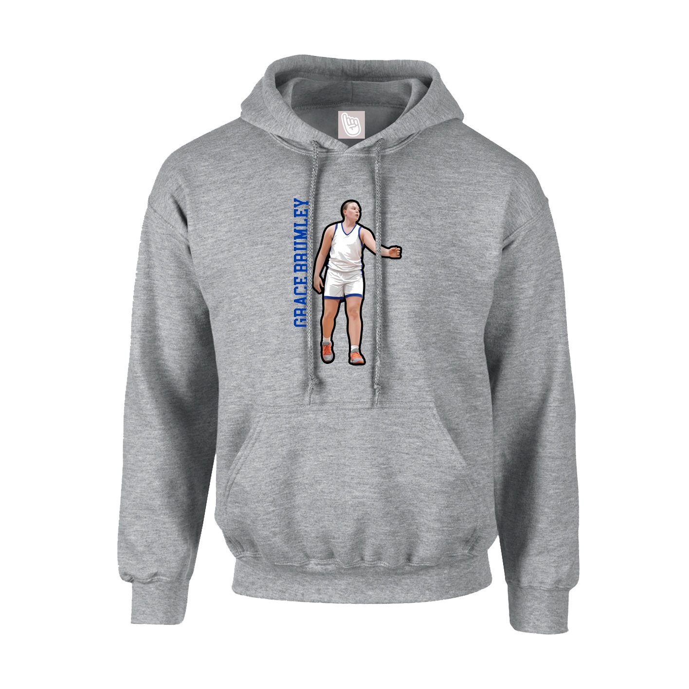 Youth Hoodie — Name Vertical in Grey