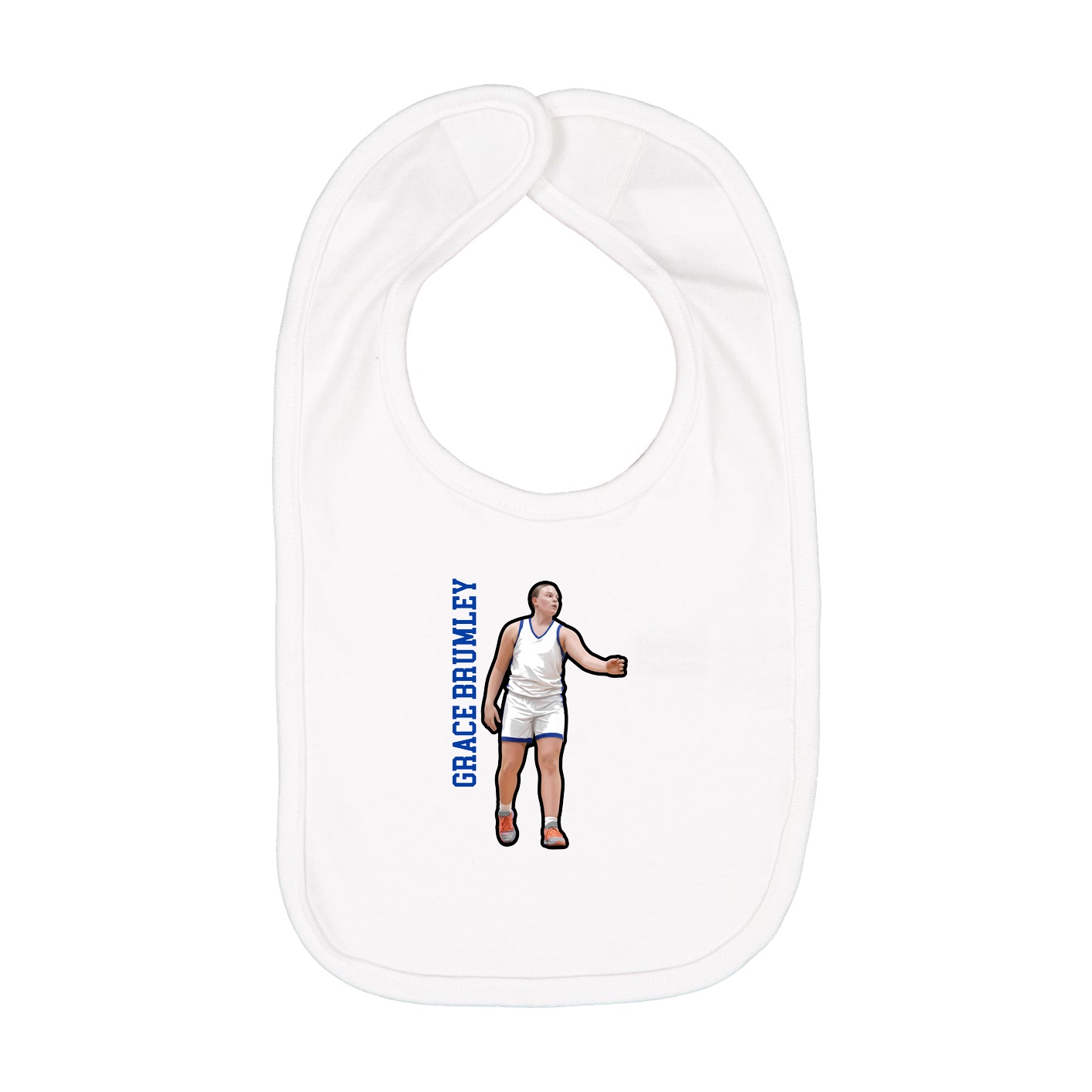 Infant Bib — Name Vertical in White