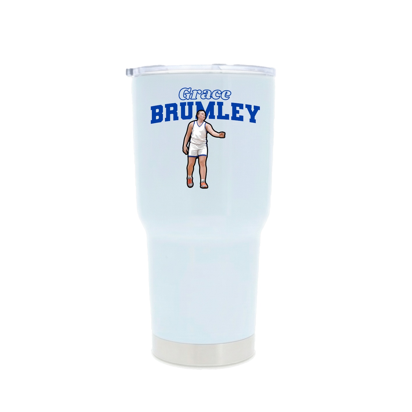 30oz Stainless Steel Tumbler — Name Arch in White