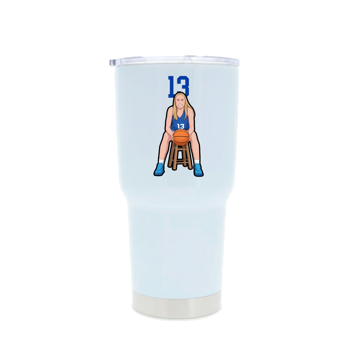 30oz Stainless Steel Tumbler — Number Top in White