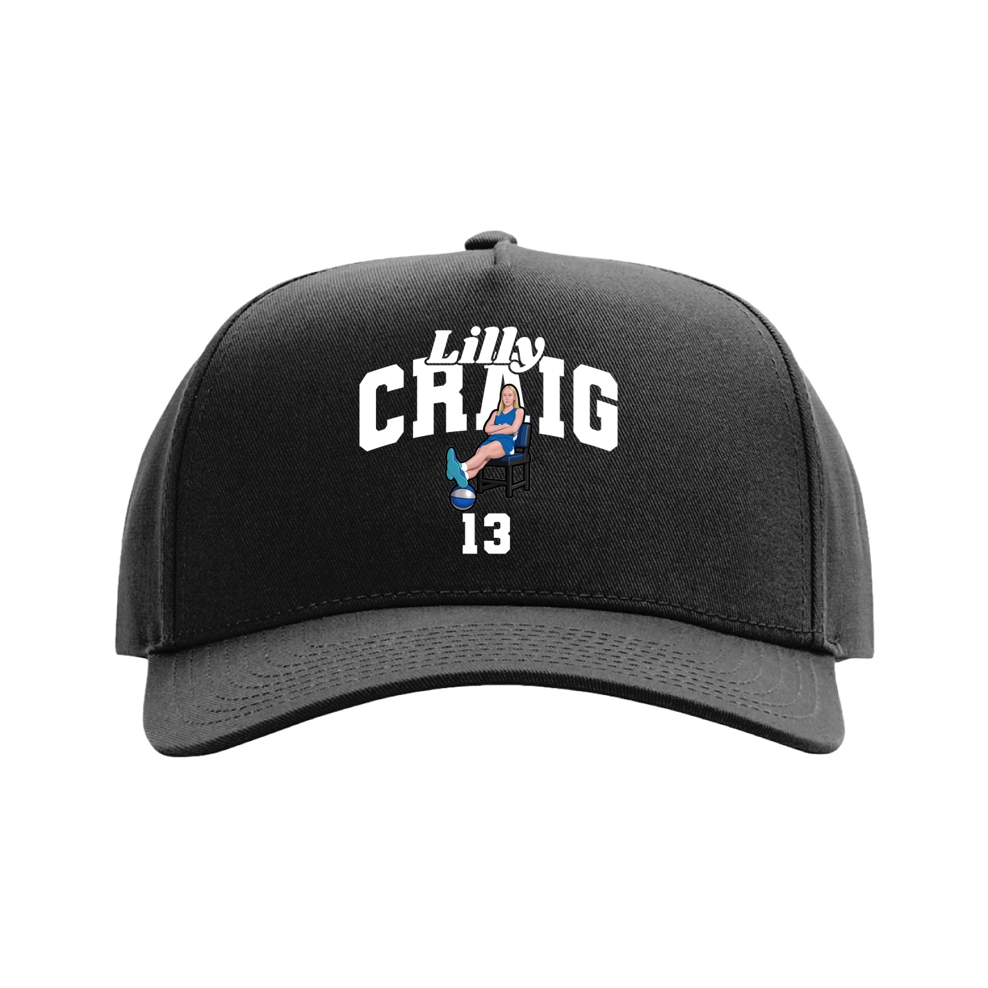 Full Fabric Five-Panel Champ Cap — Signature Arch in Black