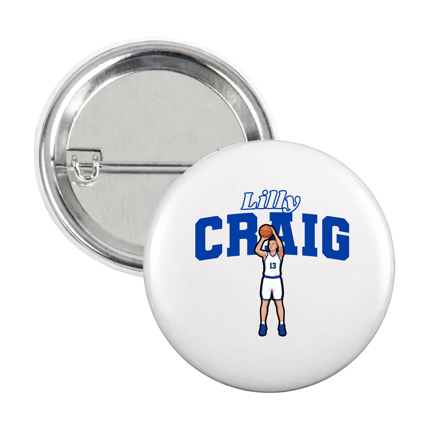 Game Day Button — Name Arch in White