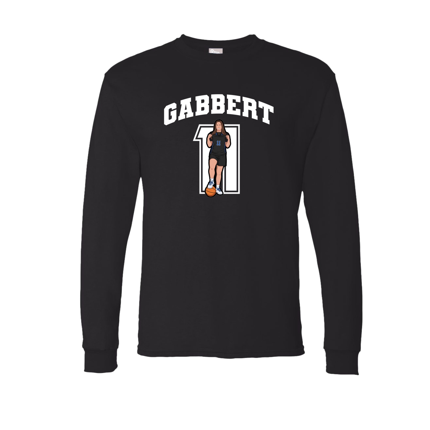 Long Sleeve Tee — Number in Black