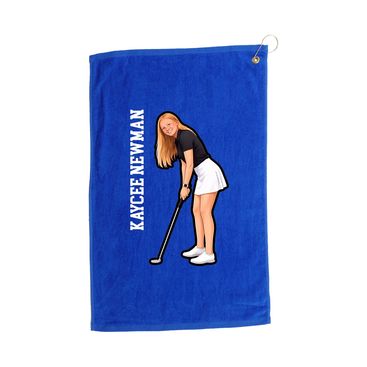 Golf Towel — Name Vertical in Royal