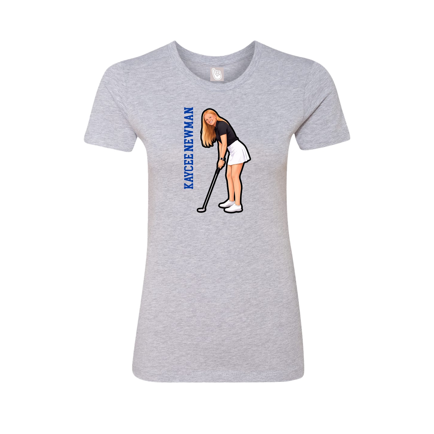 Fitted Women's Tee — Name Vertical in Grey