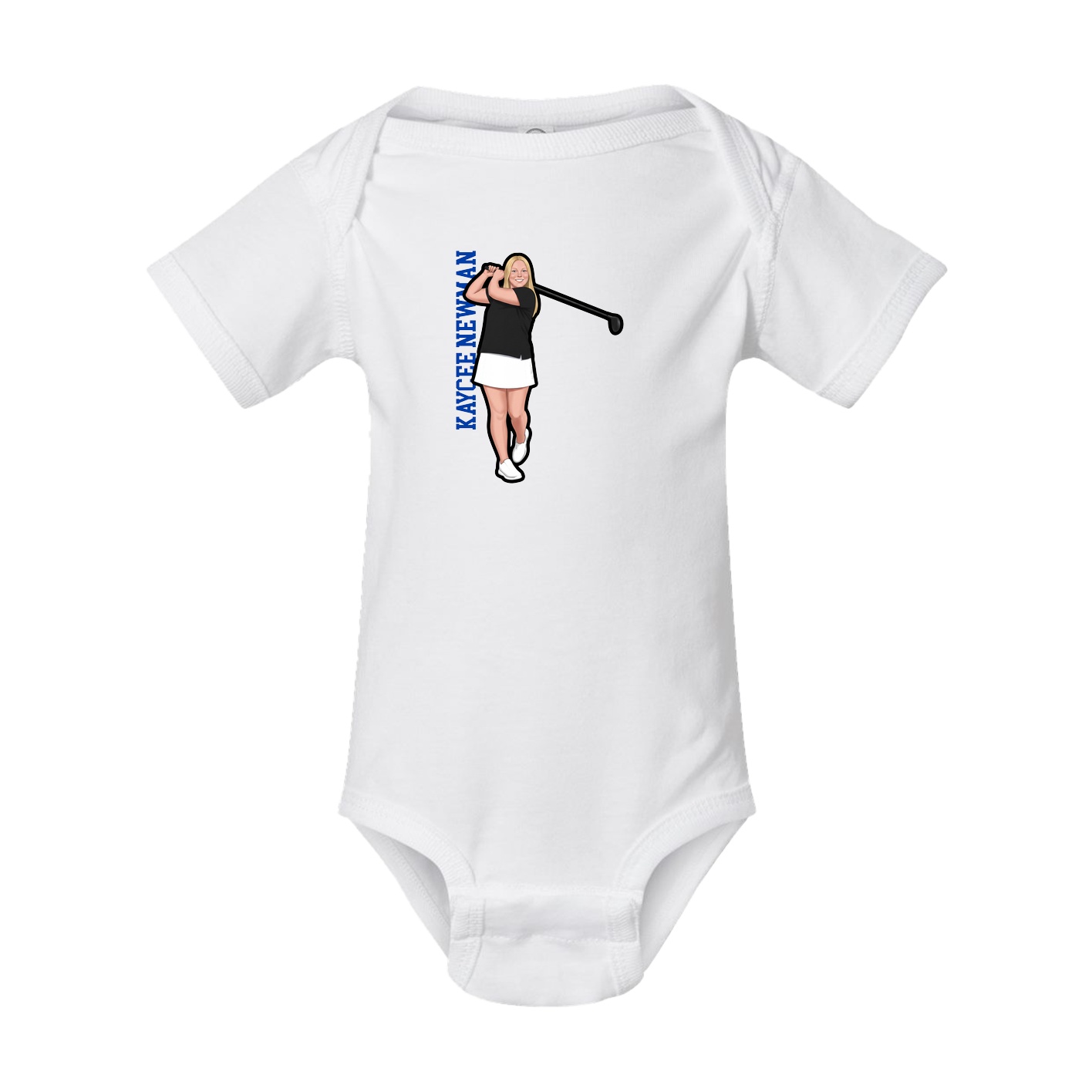 Baby Onesie — Name Vertical in White