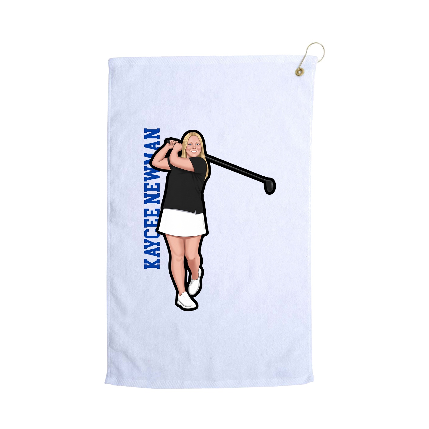 Golf Towel — Name Vertical in White