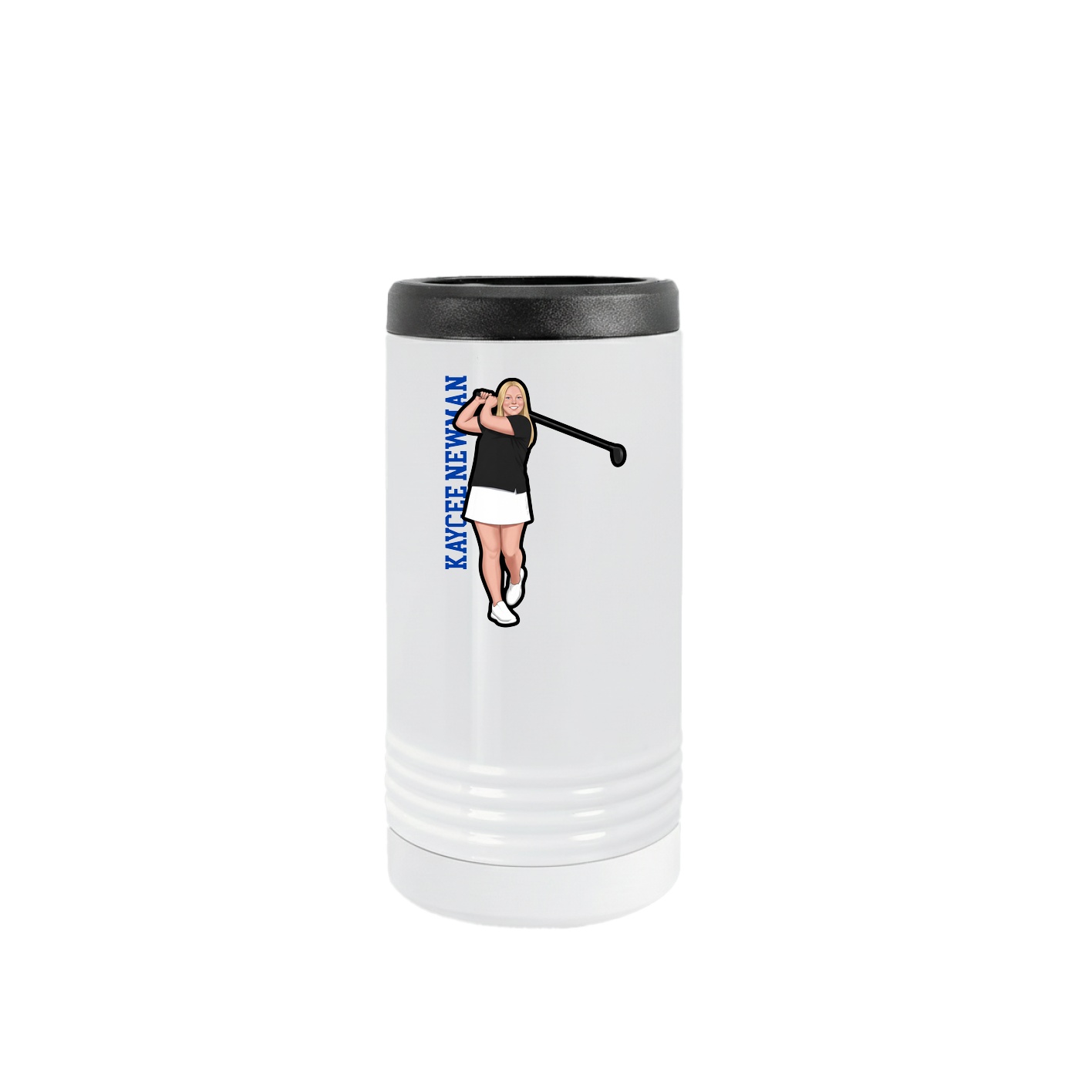 Slim Beverage Holder — Name Vertical in White