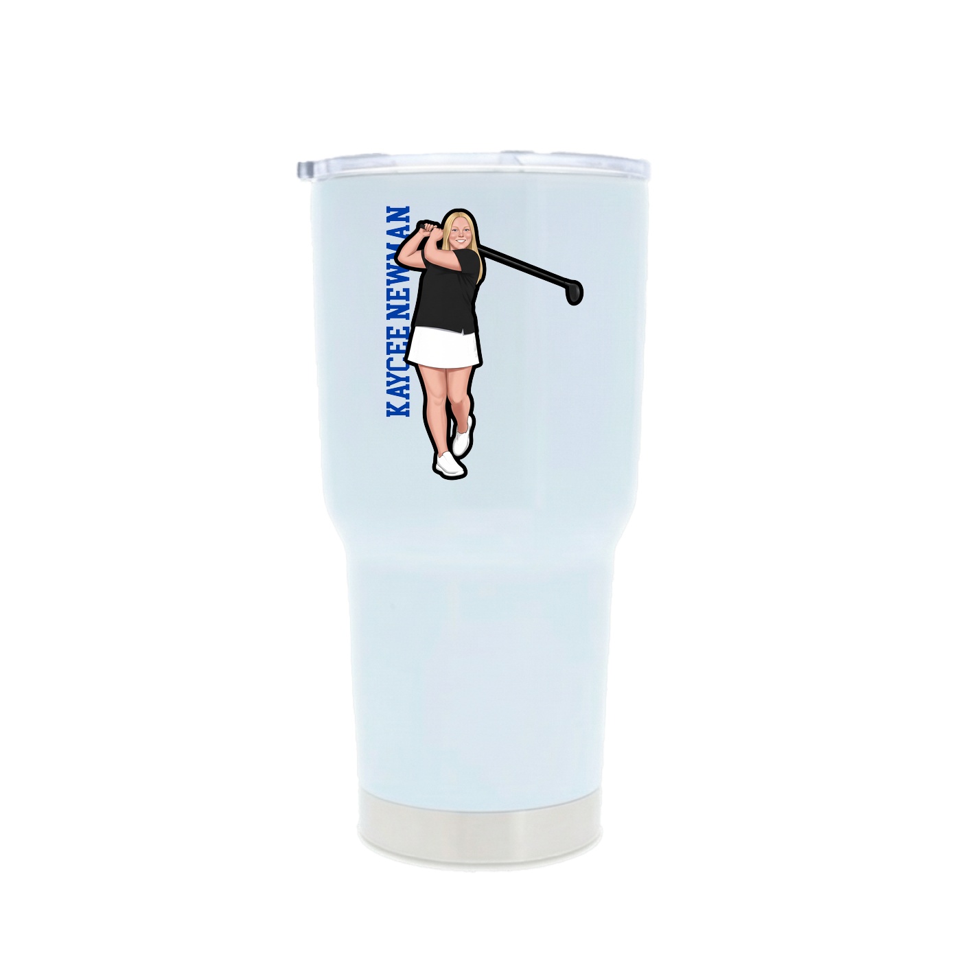 30oz Stainless Steel Tumbler — Name Vertical in White