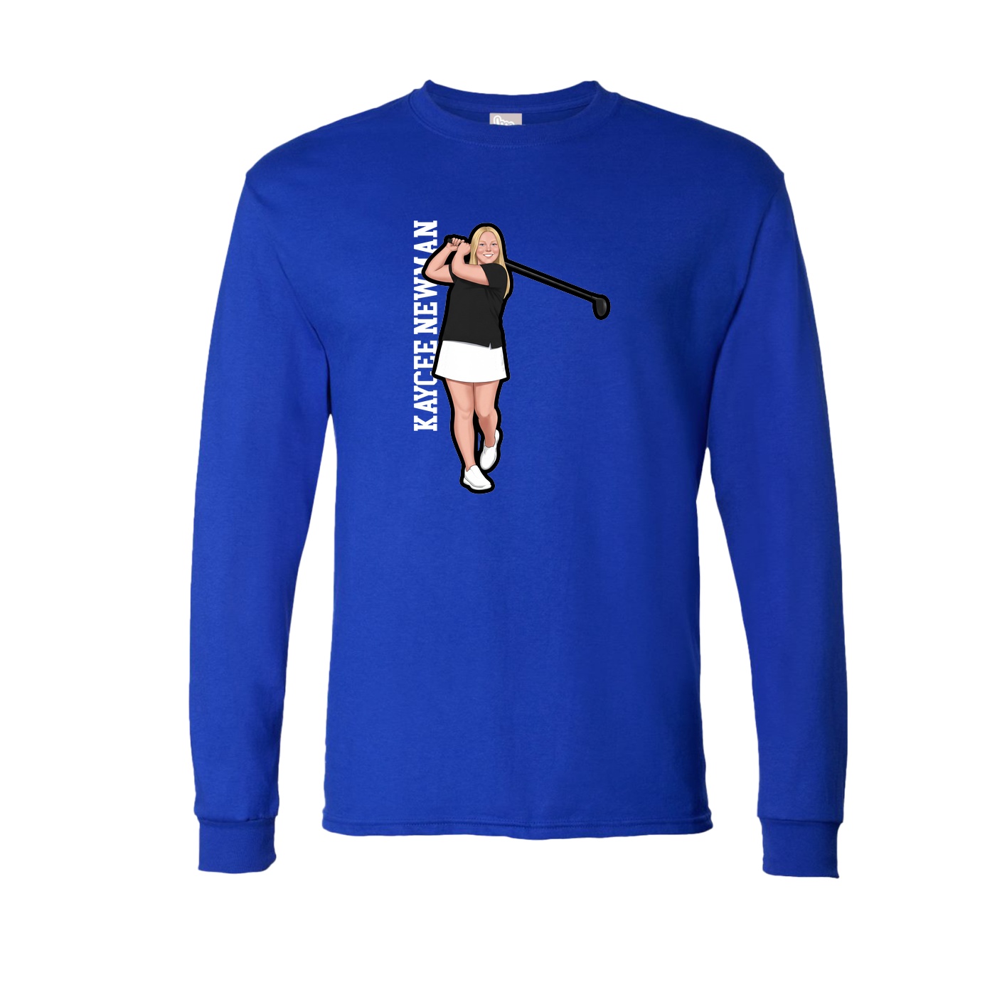 Long Sleeve Tee — Name Vertical in Royal