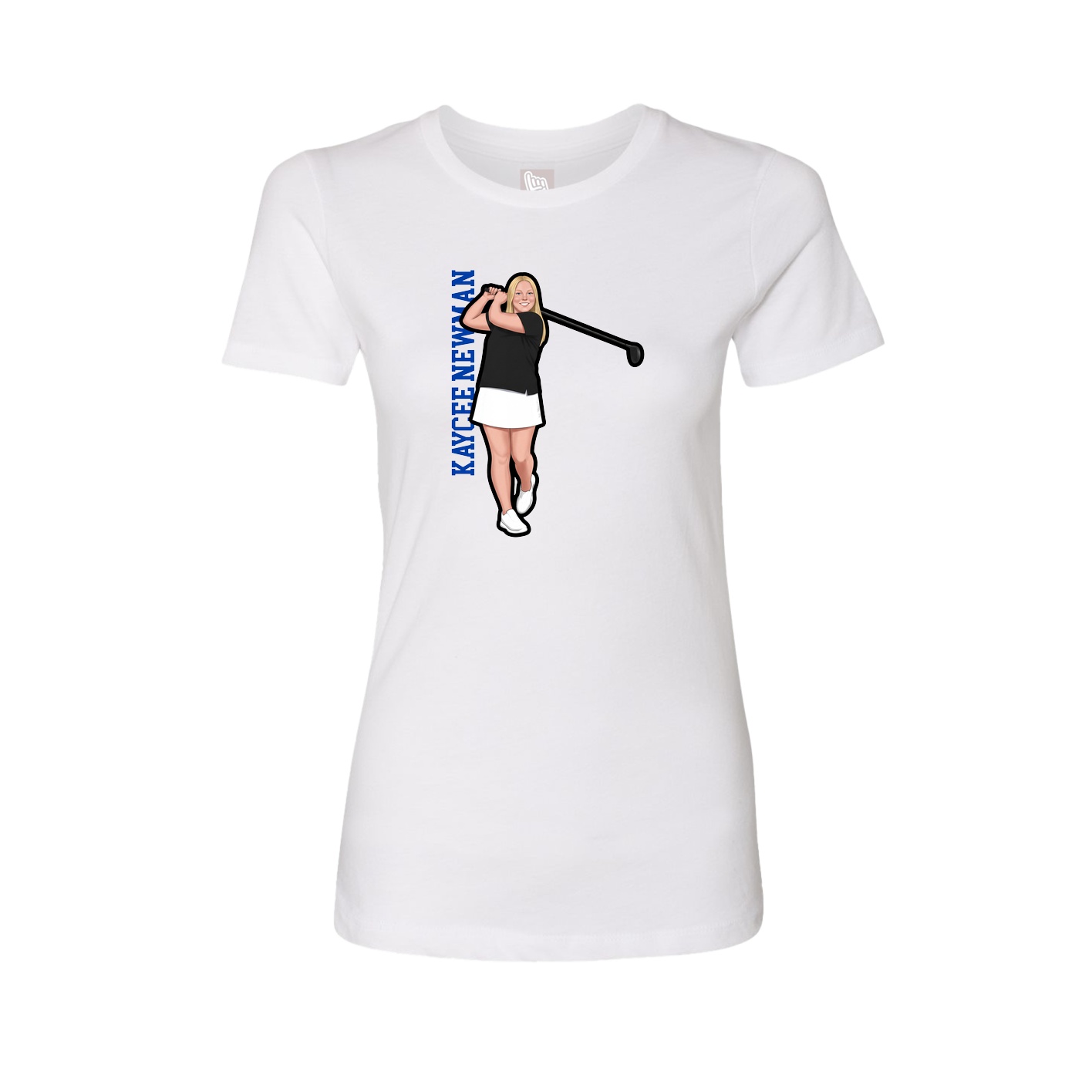 Fitted Women's Tee — Name Vertical in White