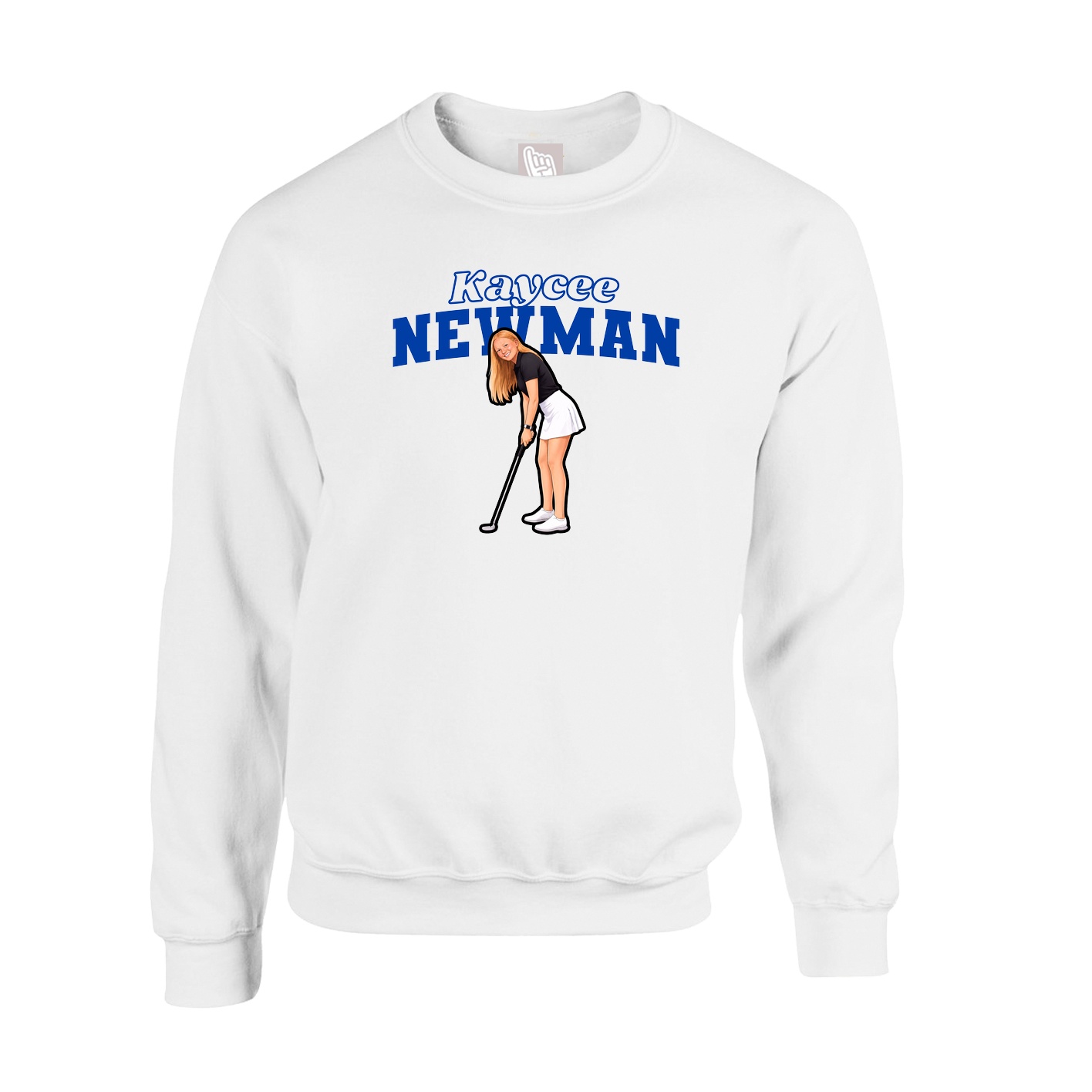 Fleece Crew — Name Arch in White