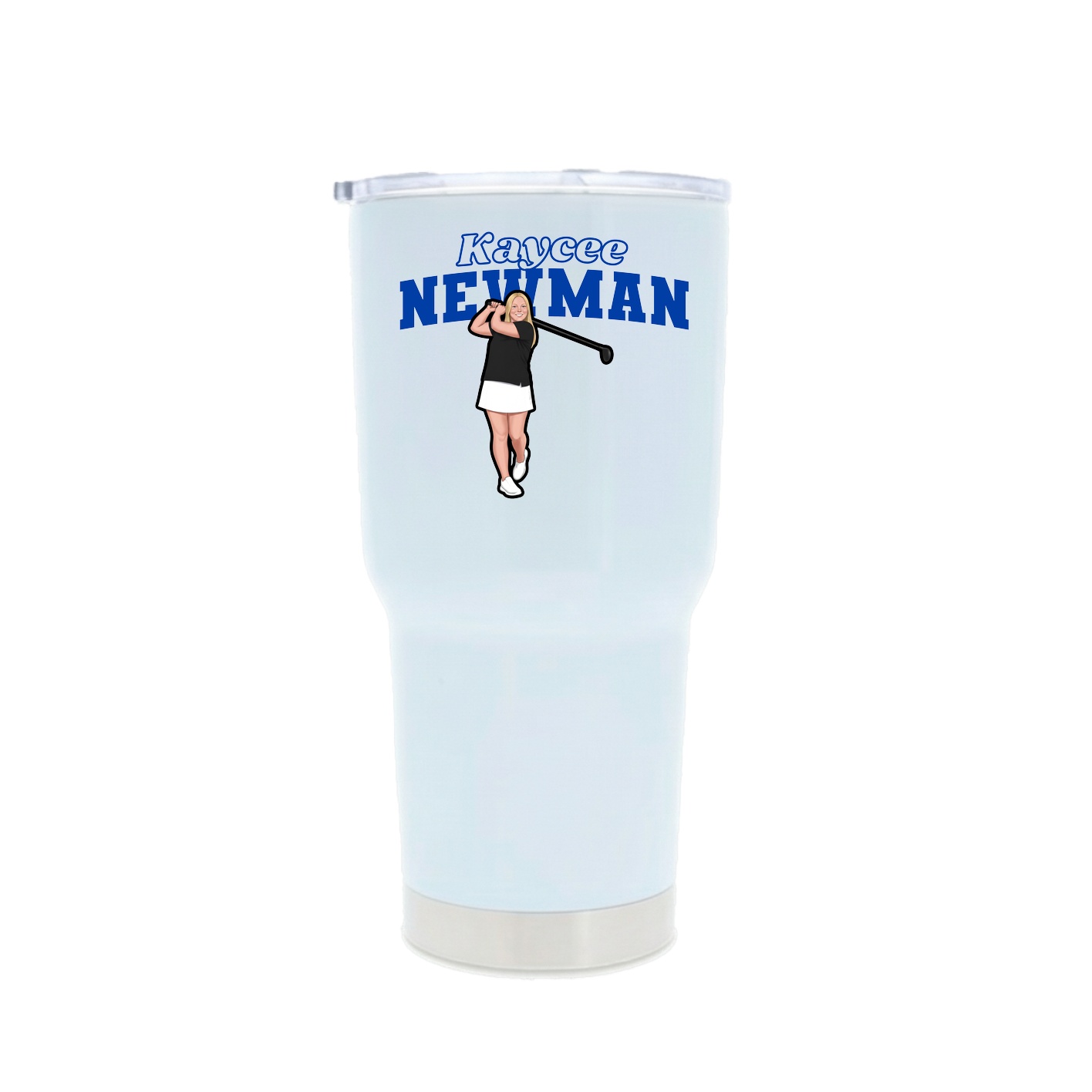 30oz Stainless Steel Tumbler — Name Arch in White