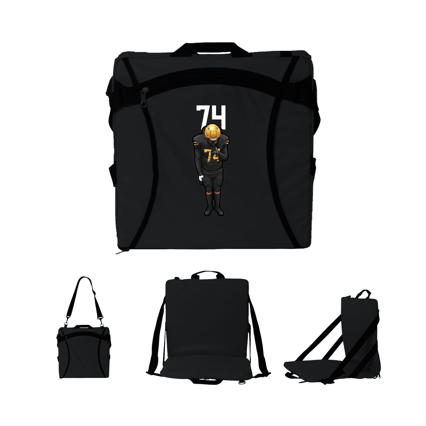 Folding Stadium Seat — Number Top in Black