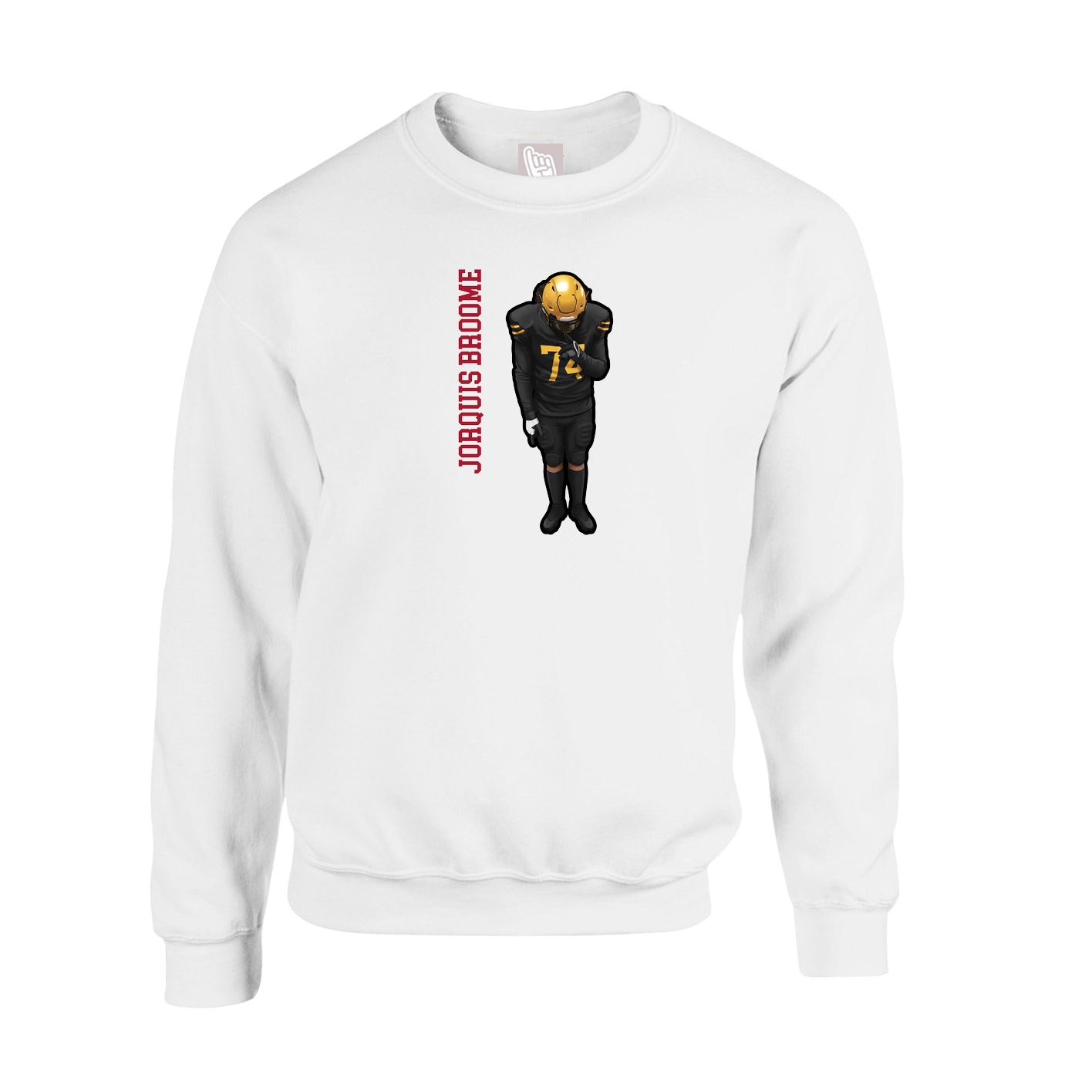 Fleece Crew — Name Vertical in White