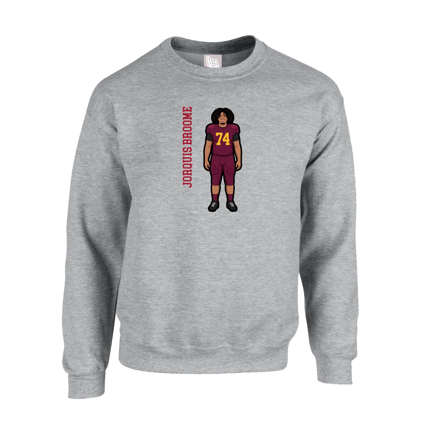 Fleece Crew — Name Vertical in Grey