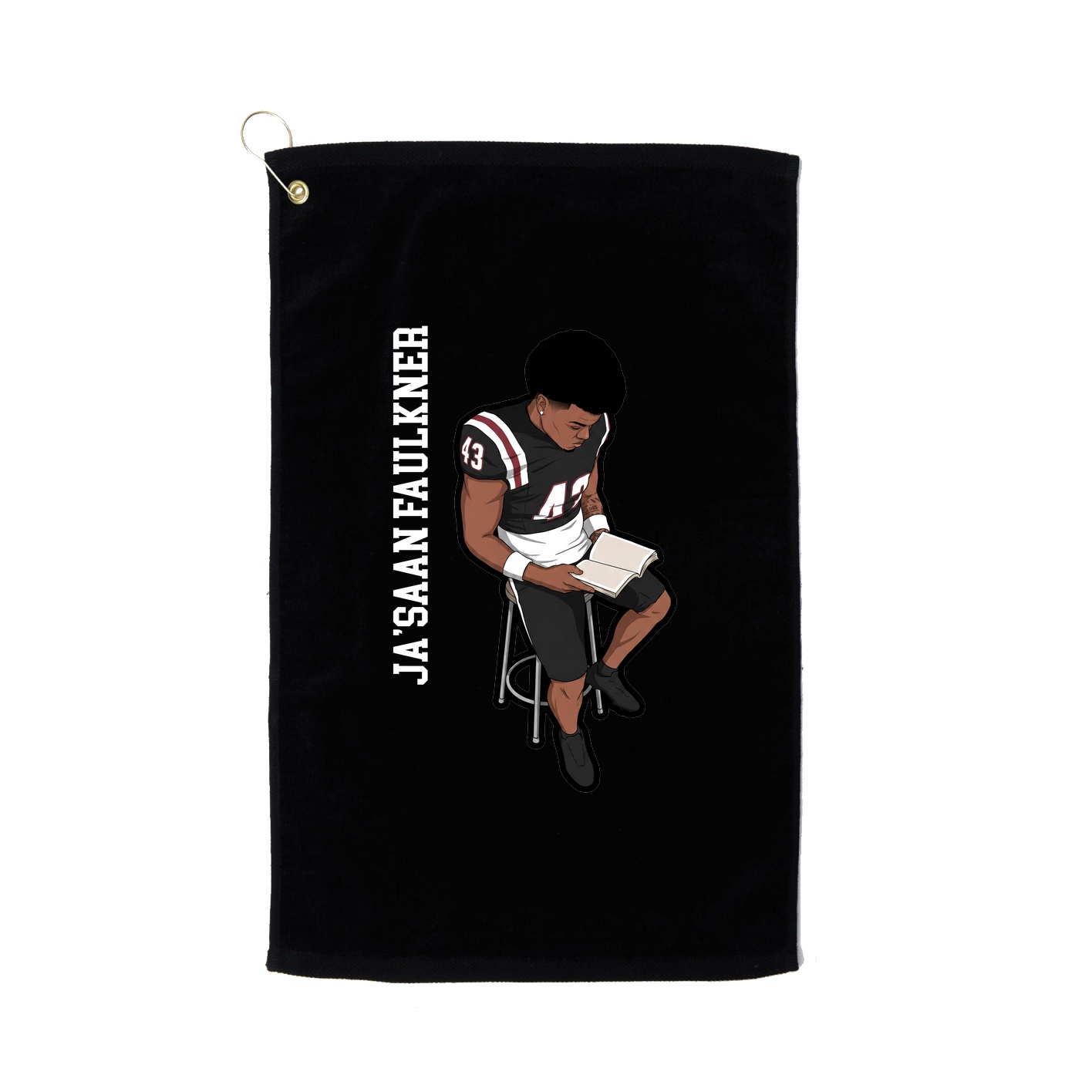 Golf Towel — Name Vertical in Black