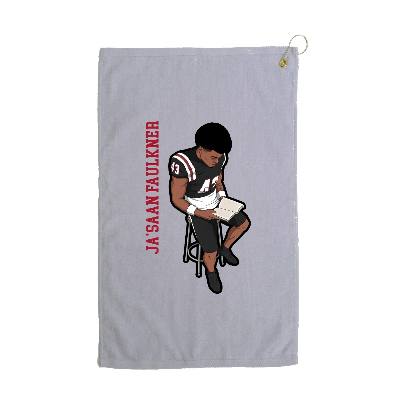 Golf Towel — Name Vertical in Grey