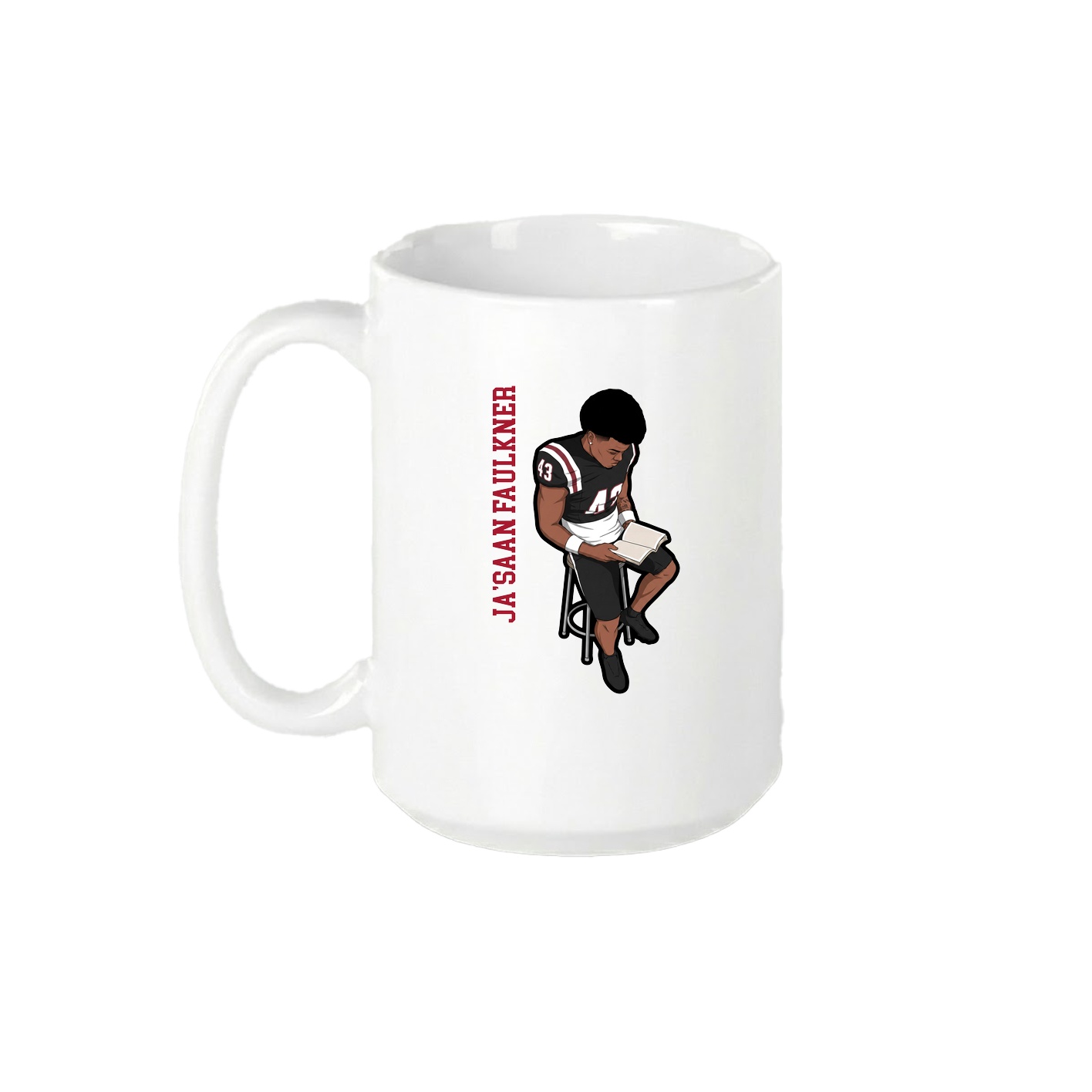 15oz Coffee Mug — Name Vertical in White