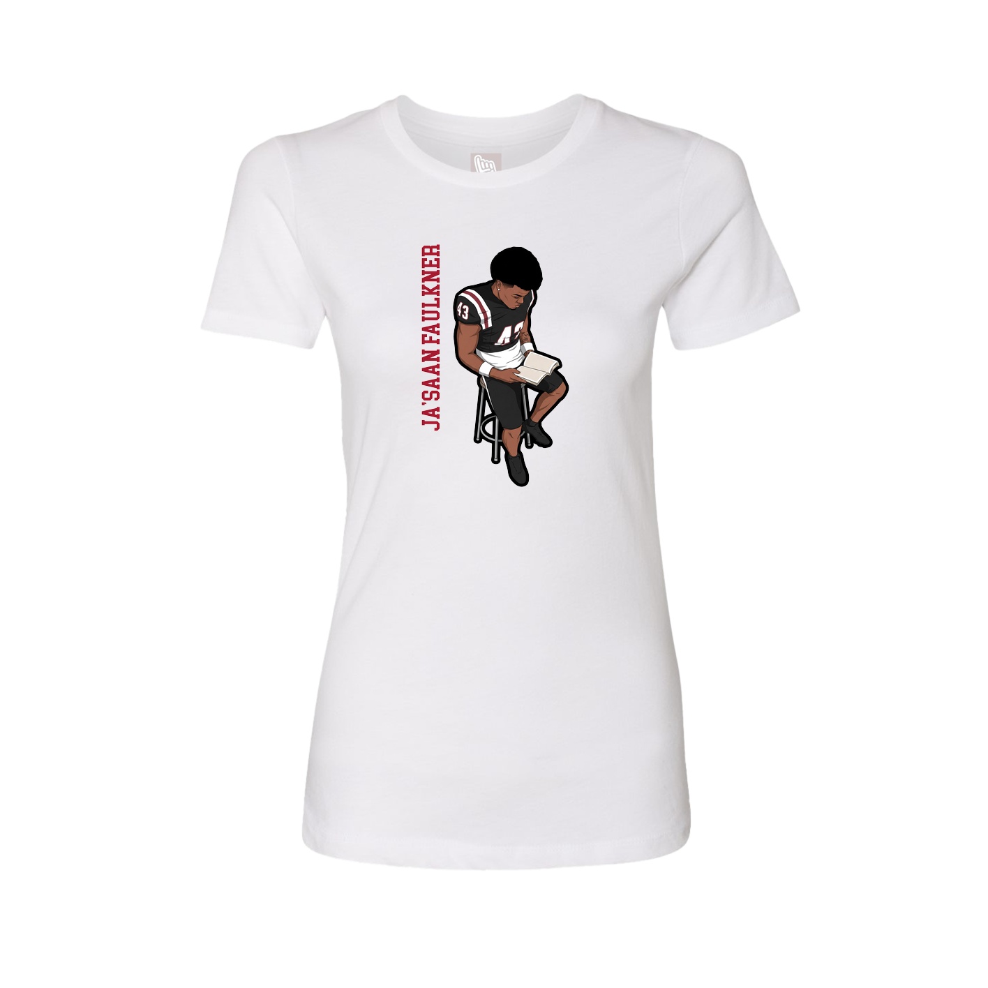 Fitted Women's Tee — Name Vertical in White