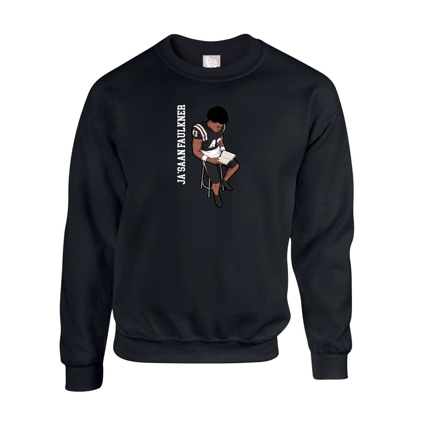 Fleece Crew — Name Vertical in Black