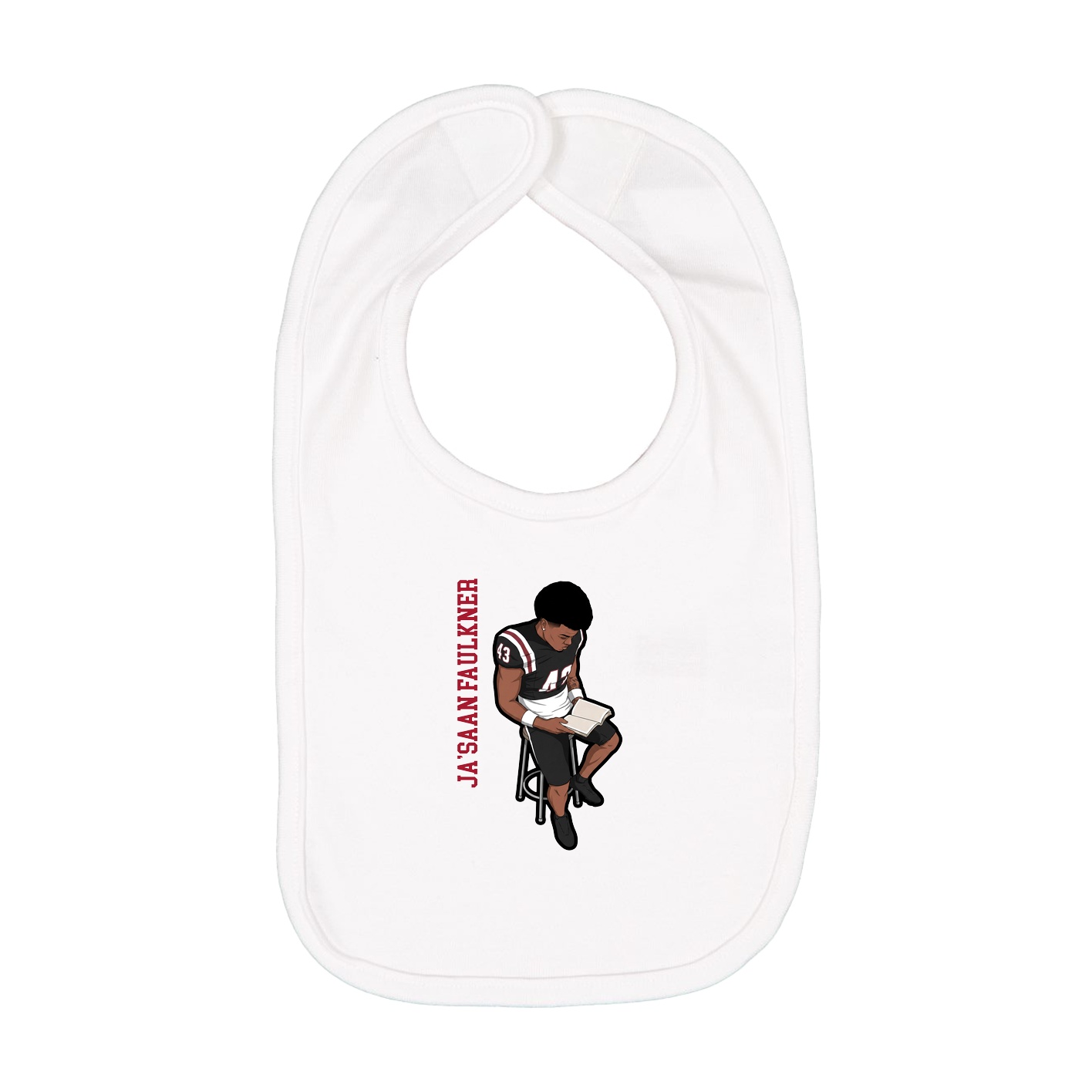Infant Bib — Name Vertical in White