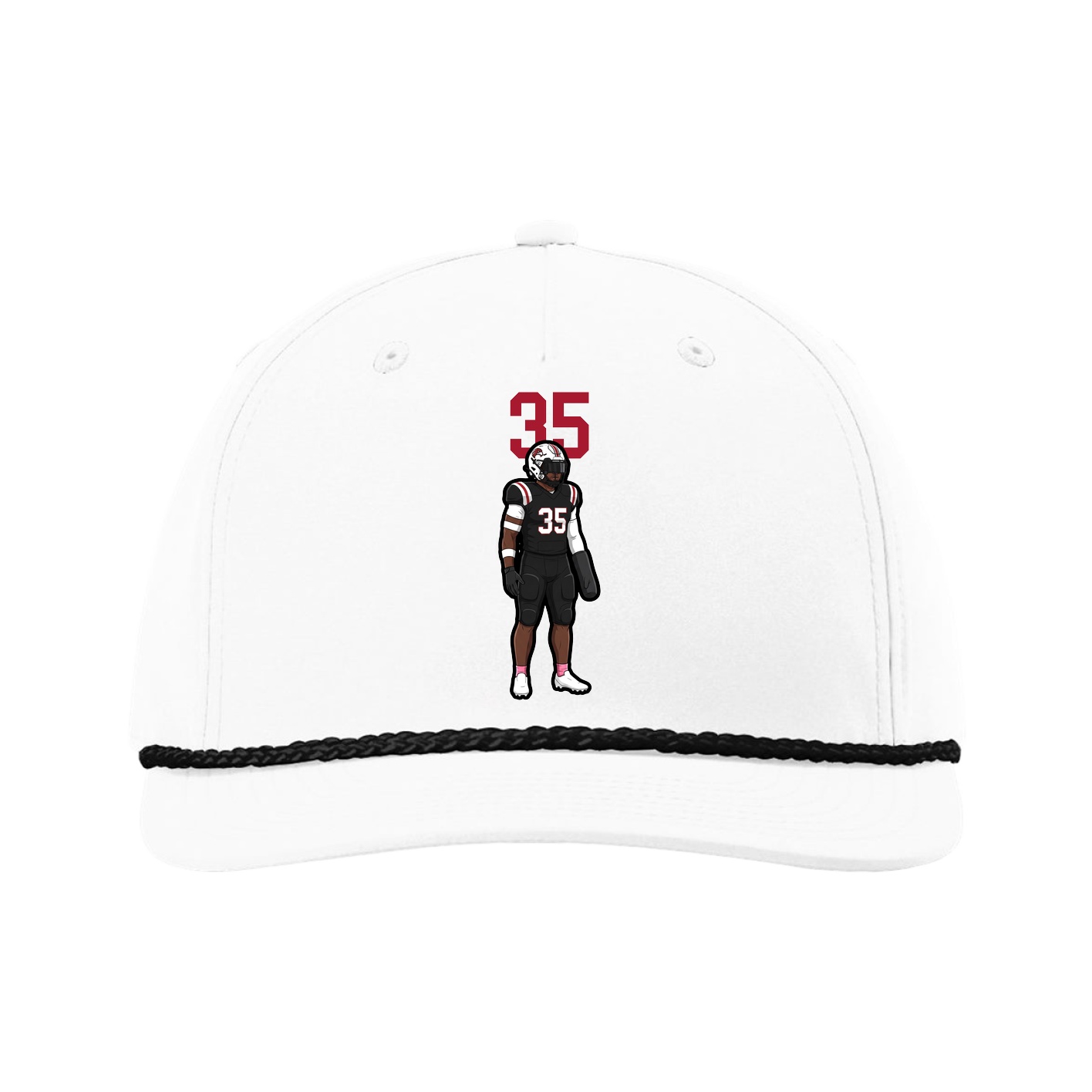 Five-Panel Classic Rope Cap — Number Top in White