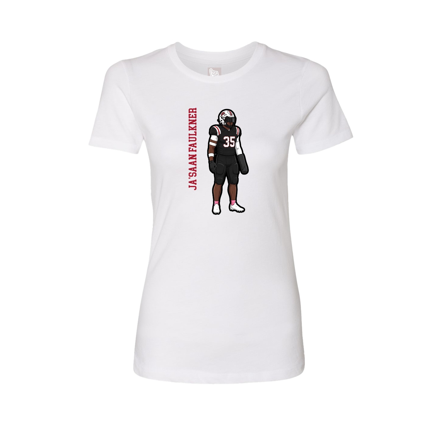 Womens Tee — Name Vertical in White