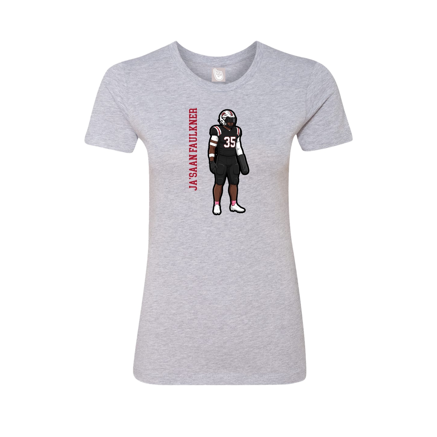 Fitted Women's Tee — Name Vertical in Grey