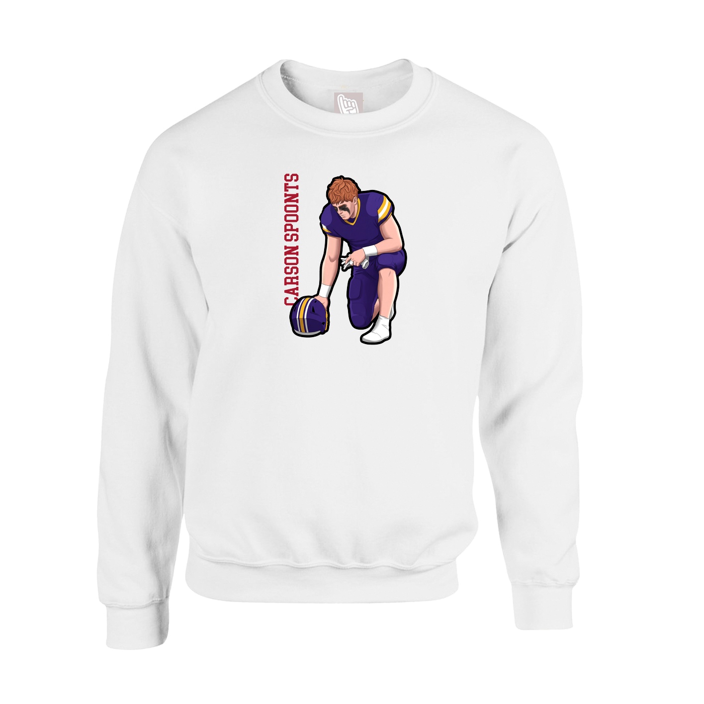 Fleece Crew — Name Vertical in White