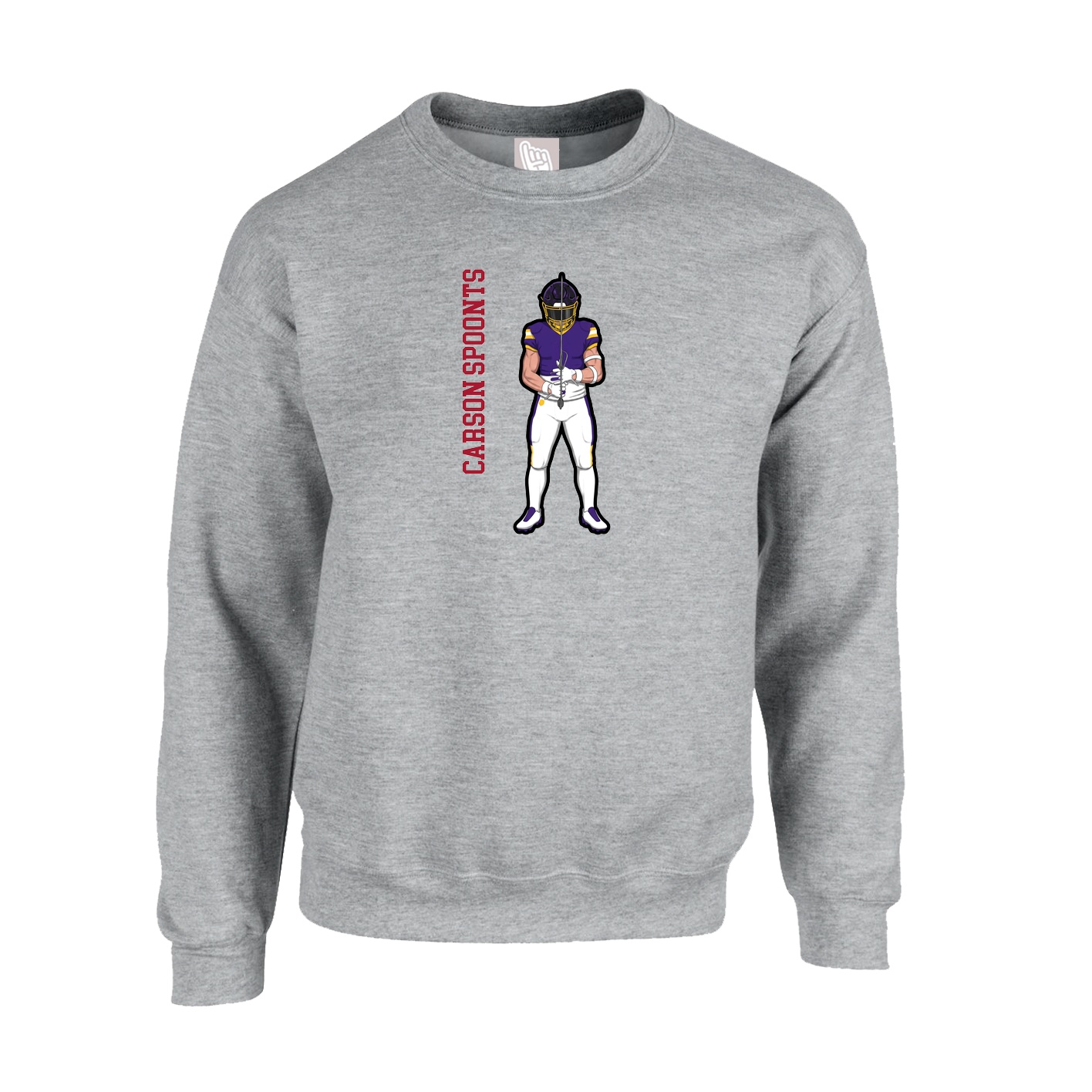 Fleece Crew — Name Vertical in Grey