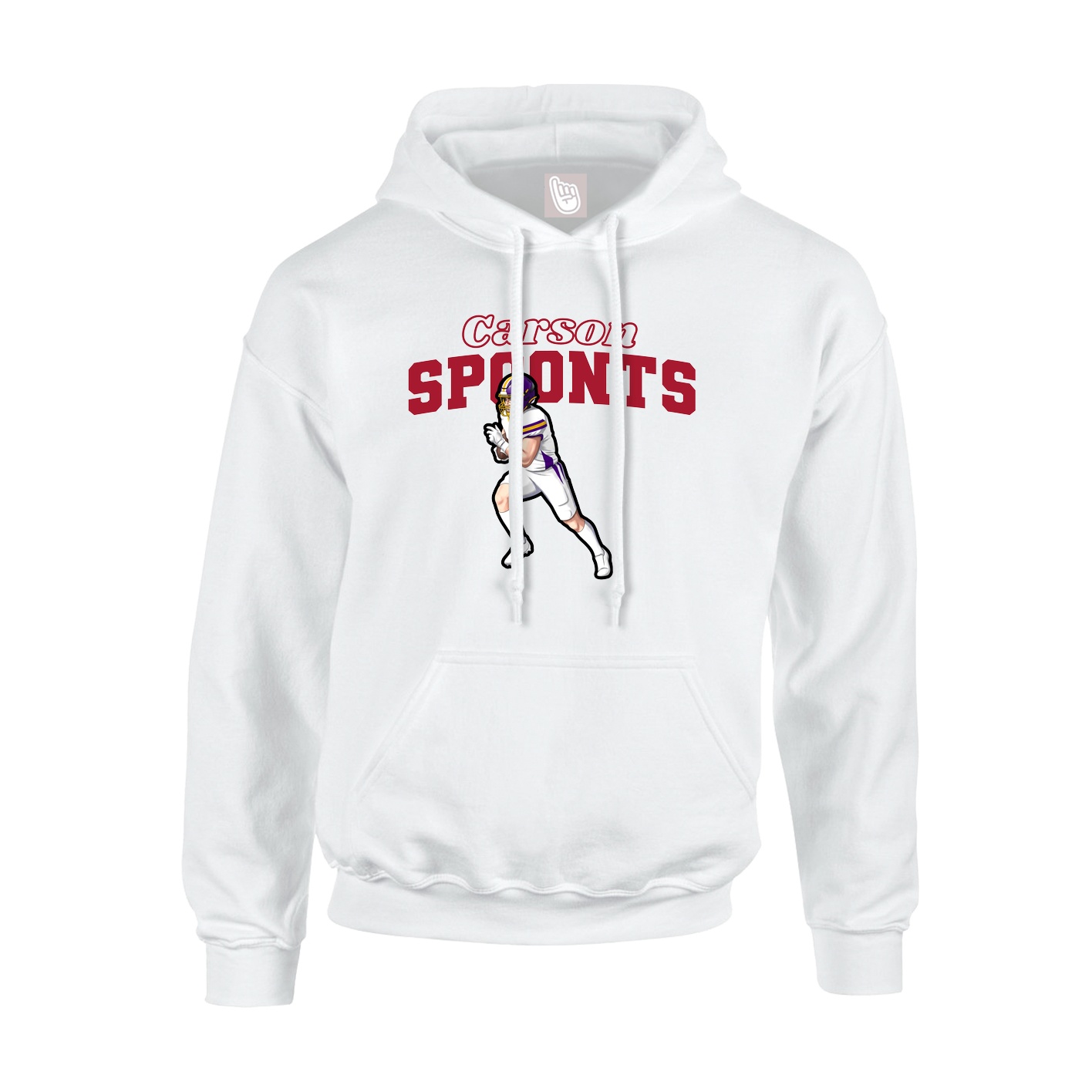 Youth Hoodie — Name Arch in White