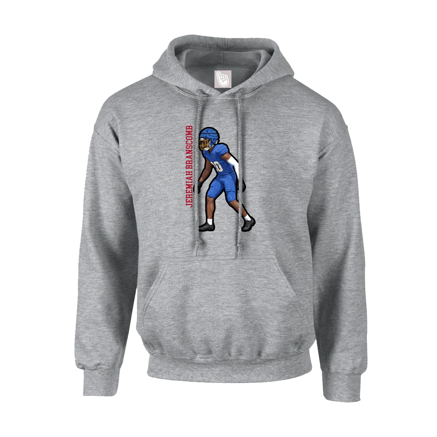 Hoodie — Name Vertical in Grey