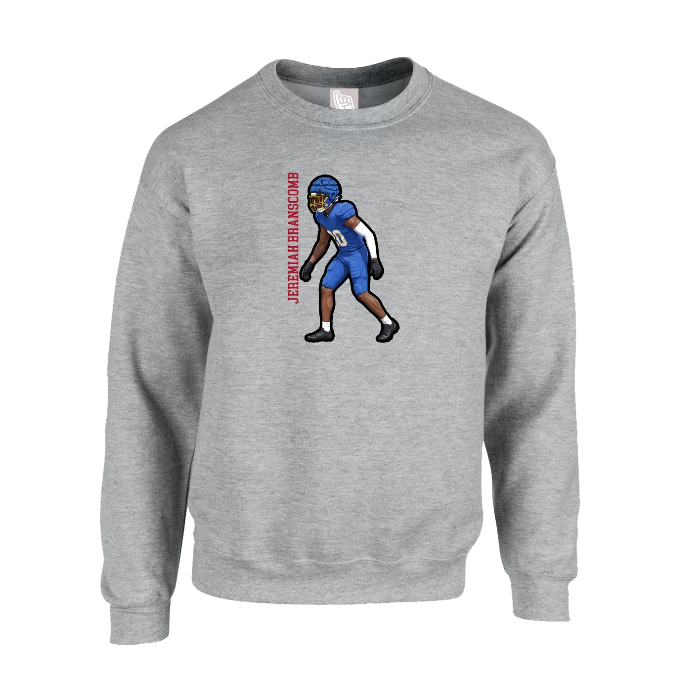 Fleece Crew — Name Vertical in Grey