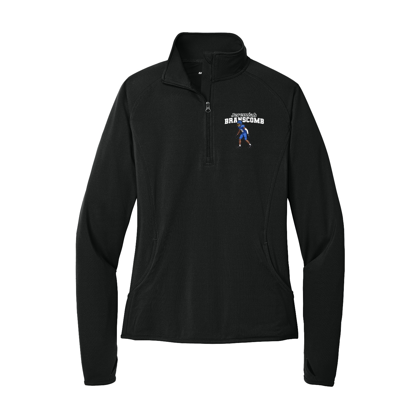 Women's Q-Zip Pullover — Name Arch in Black
