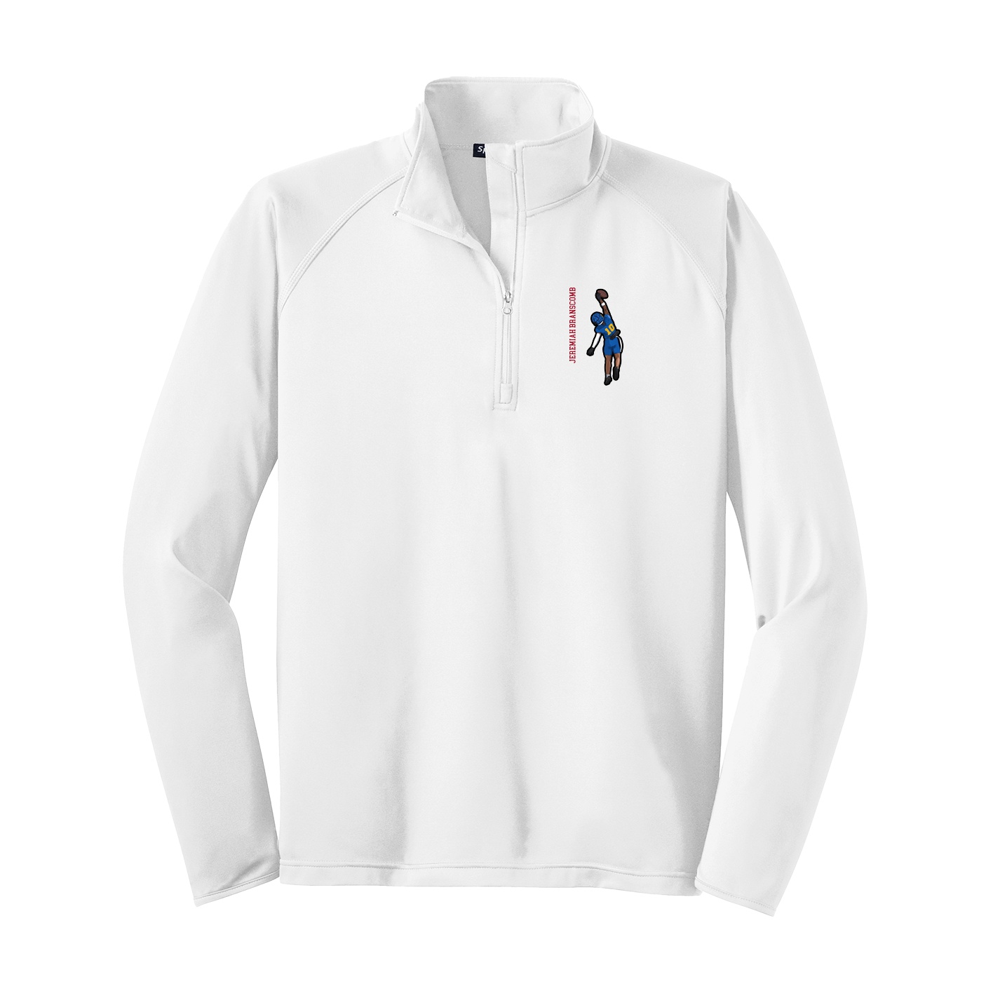 Q-Zip Pullover — Name Vertical in White