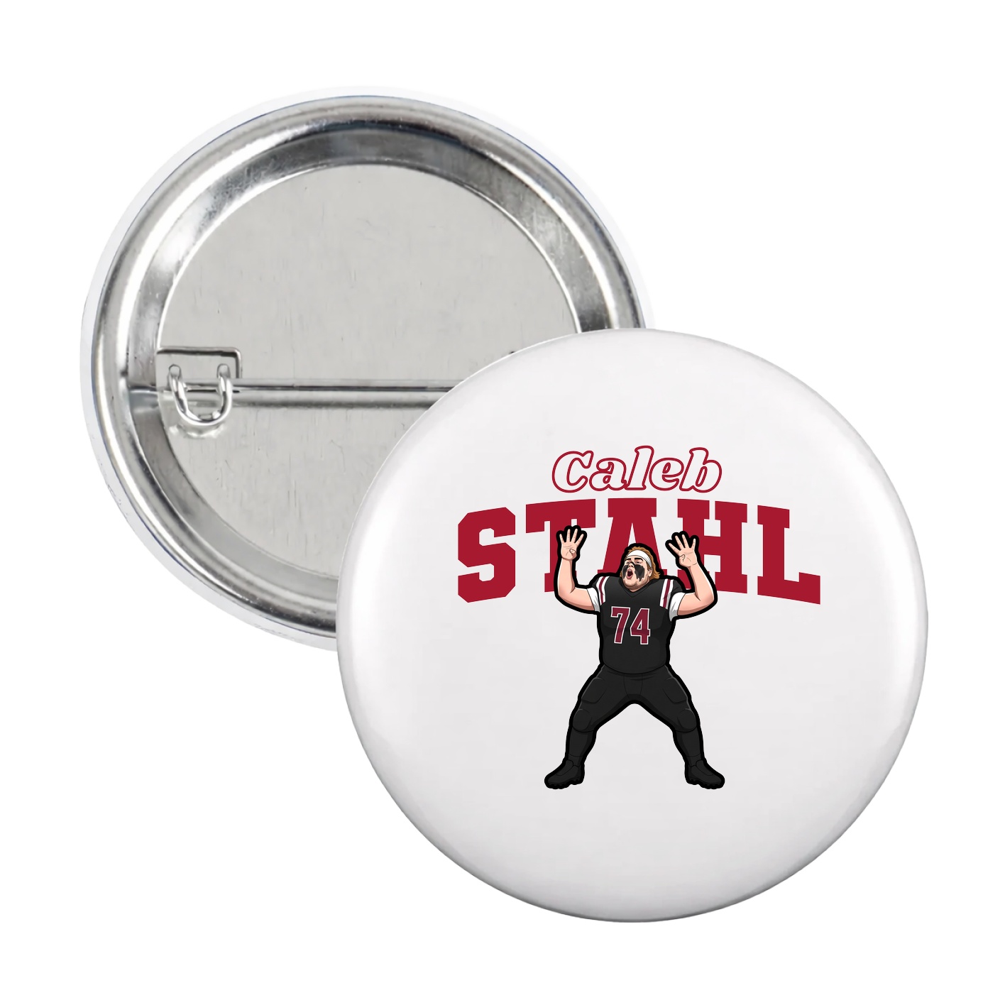 Game Day Button — Name Arch in White