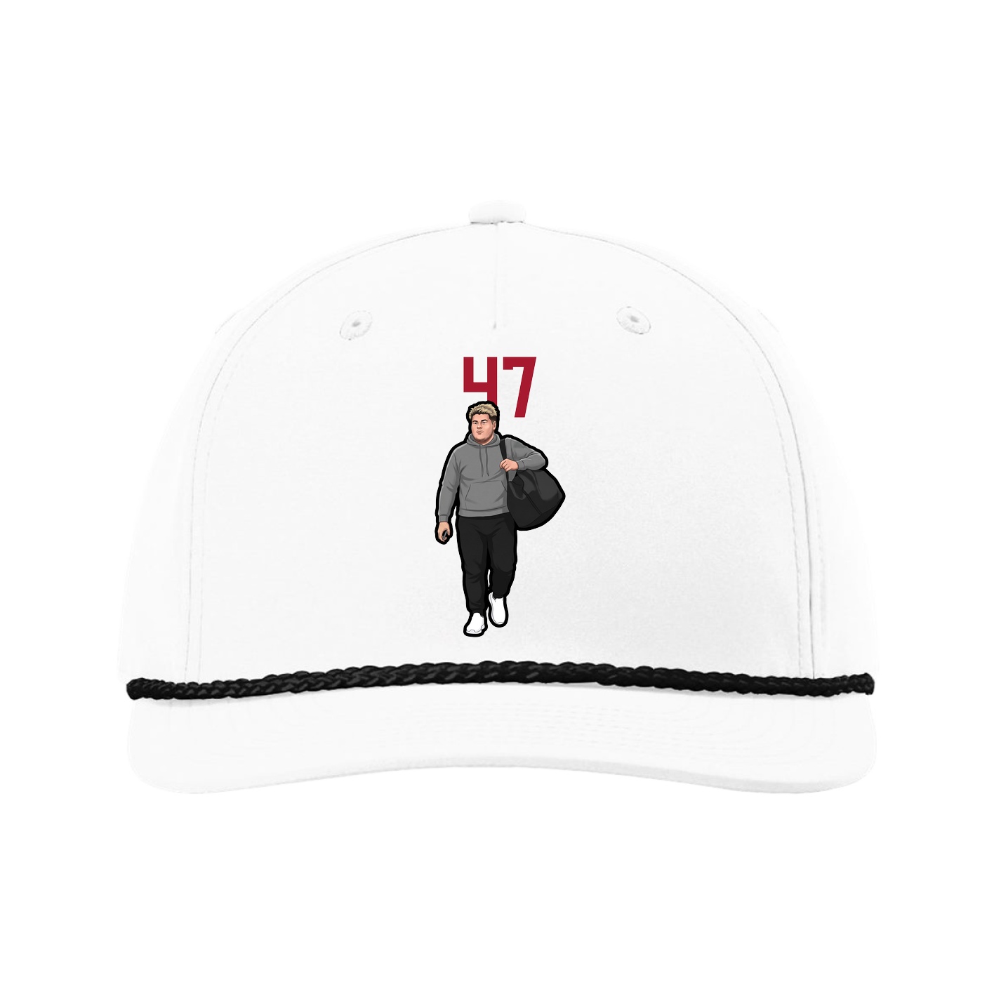 Five-Panel Classic Rope Cap — Number Top in White