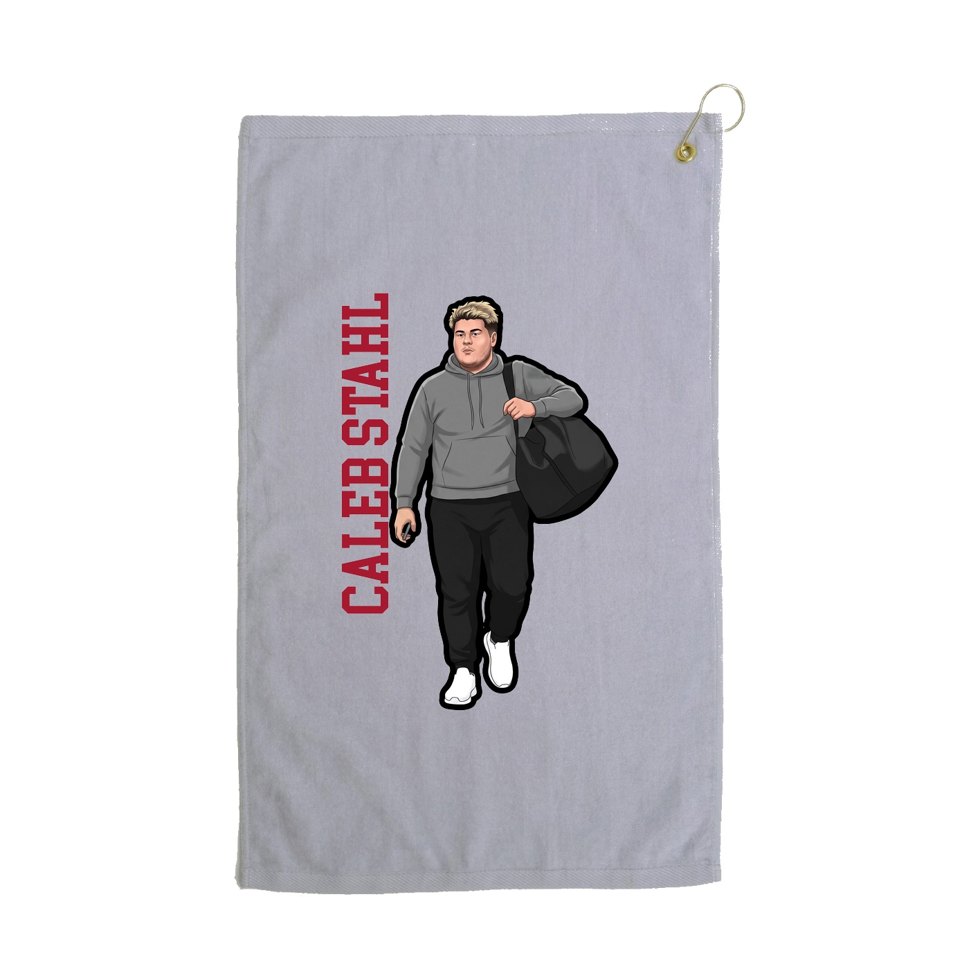 Golf Towel — Name Vertical in Grey