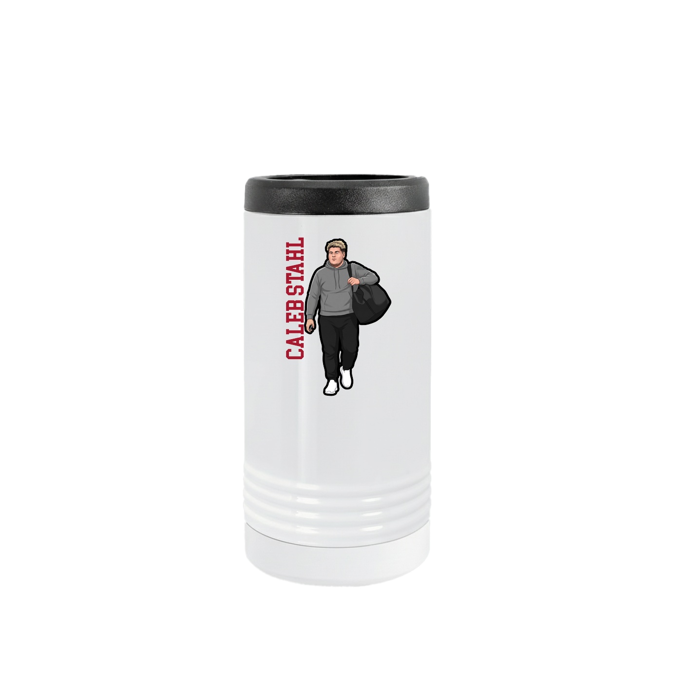 Slim Beverage Holder — Name Vertical in White