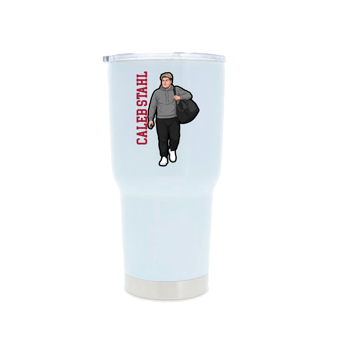 30oz Stainless Steel Tumbler — Name Vertical in White