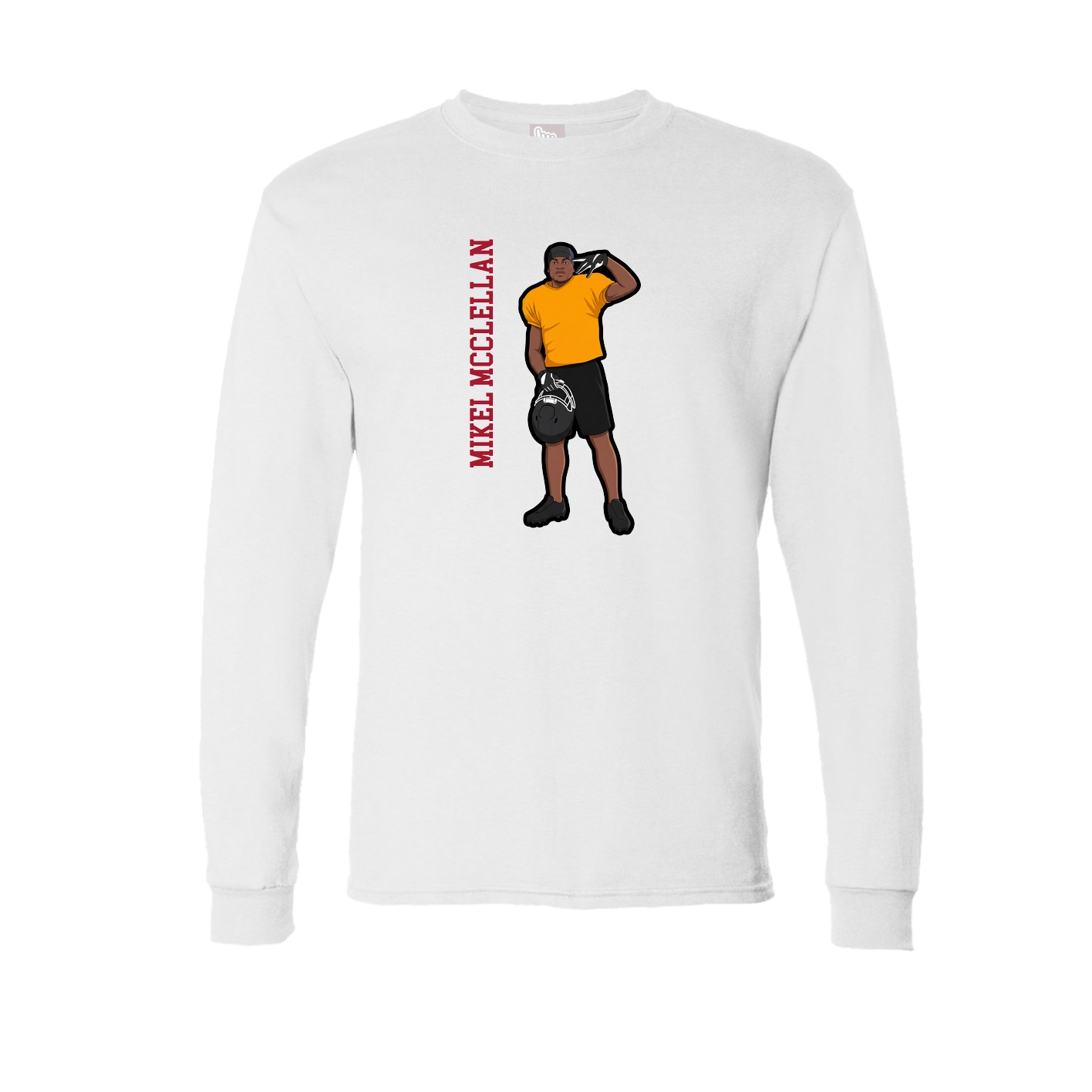 Long Sleeve Tee — Name Vertical in White