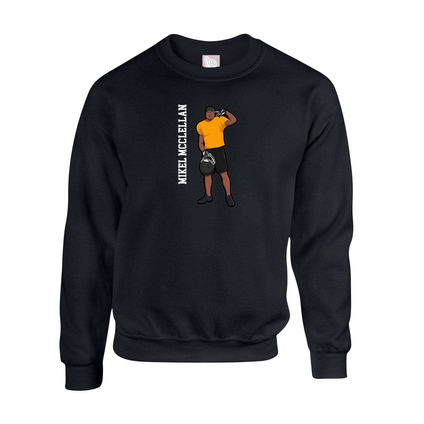 Fleece Crew — Name Vertical in Black