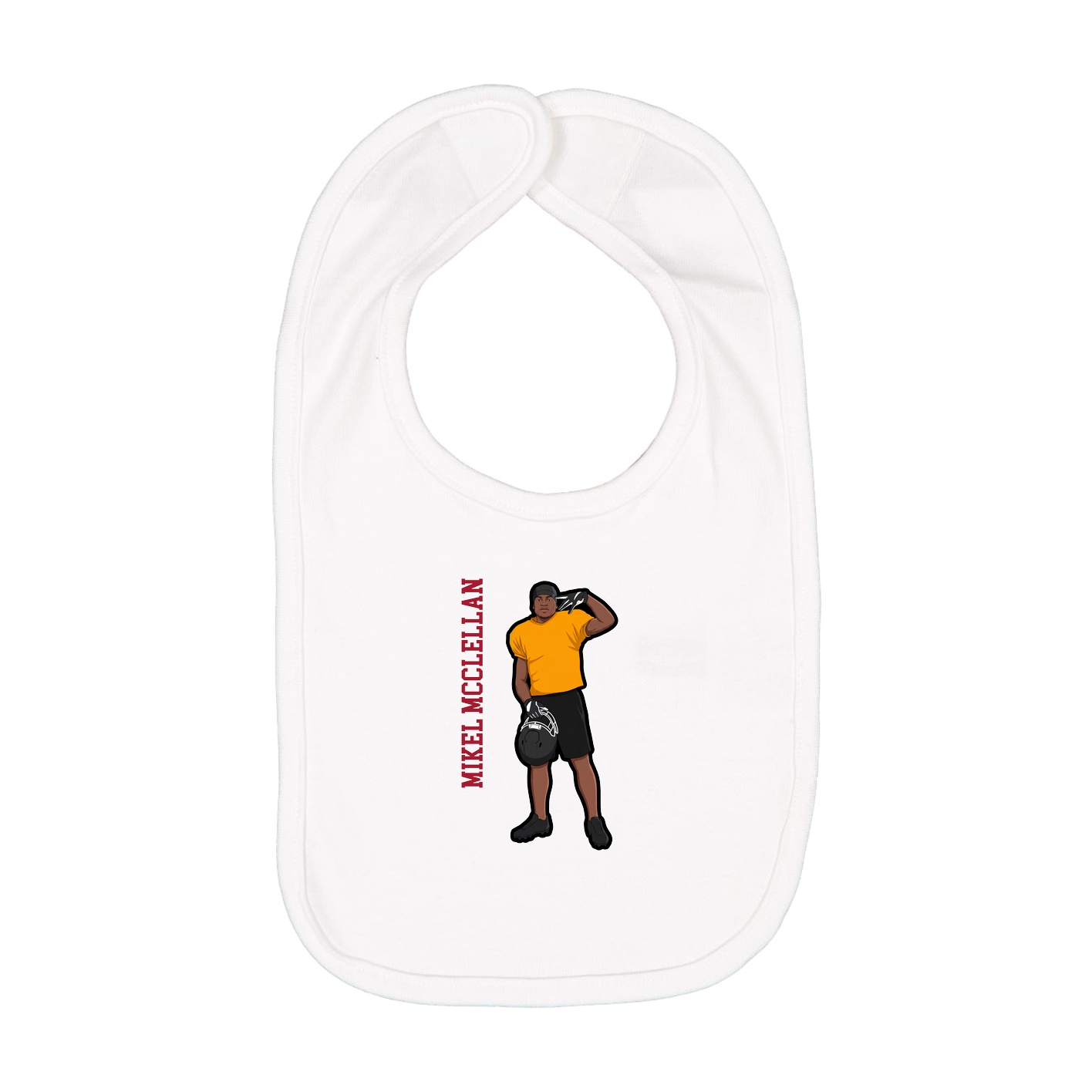 Infant Bib — Name Vertical in White