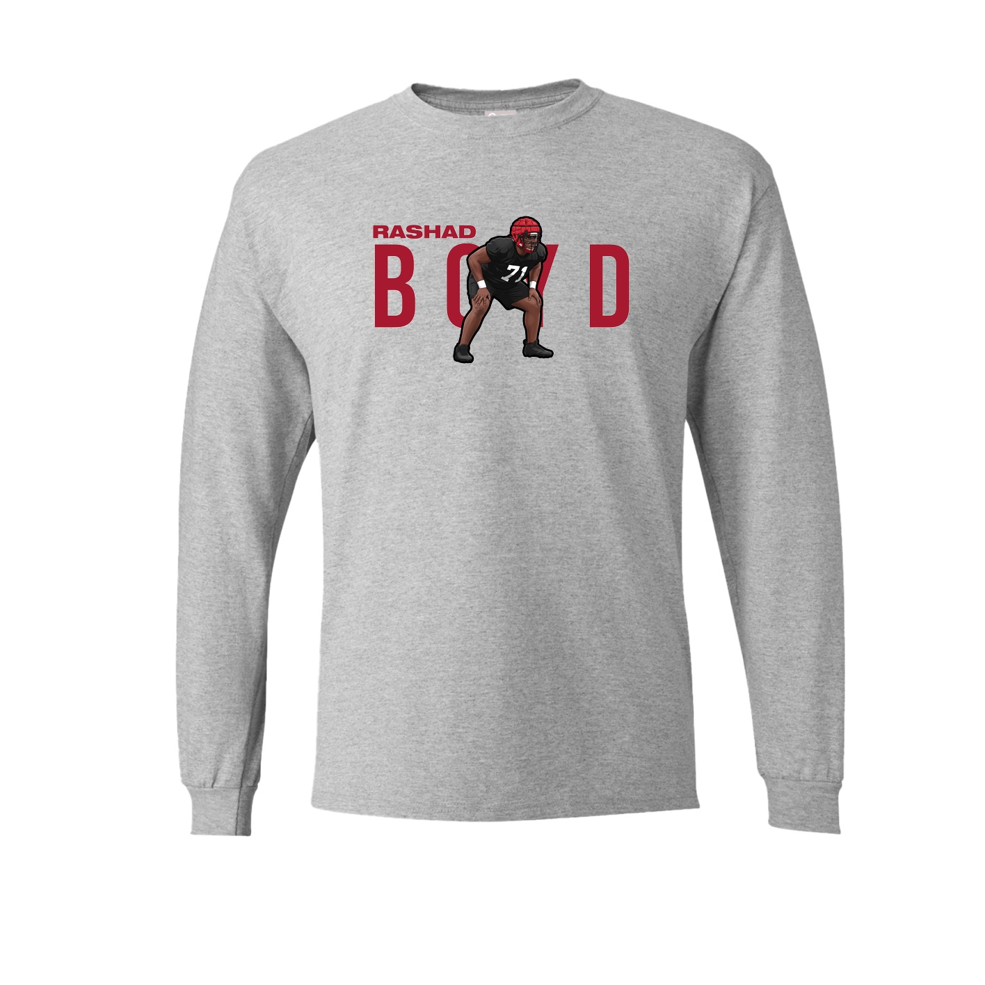 Long Sleeve Tee — Player Name in Grey