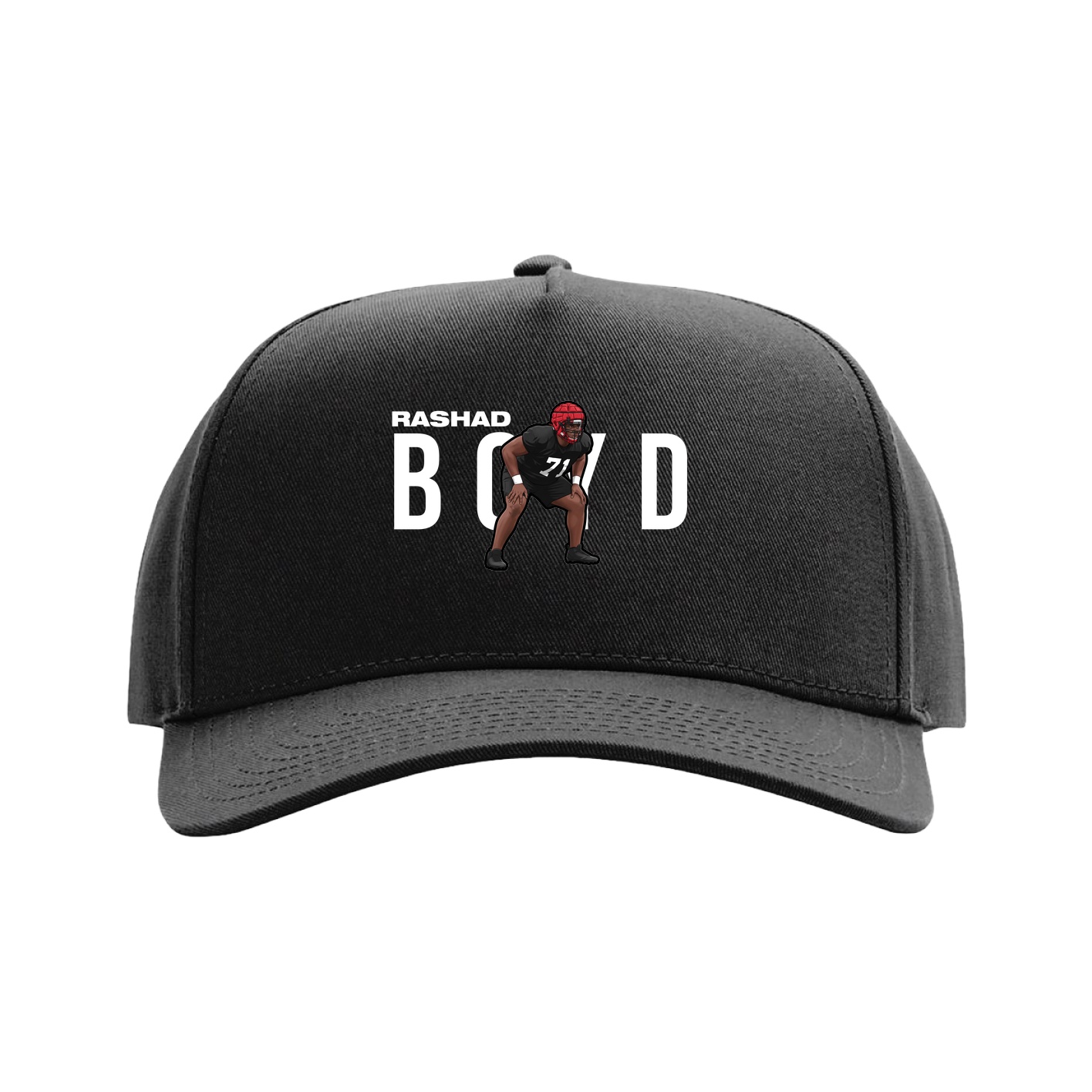 Full Fabric Five-Panel Champ Cap — Player Name in Black