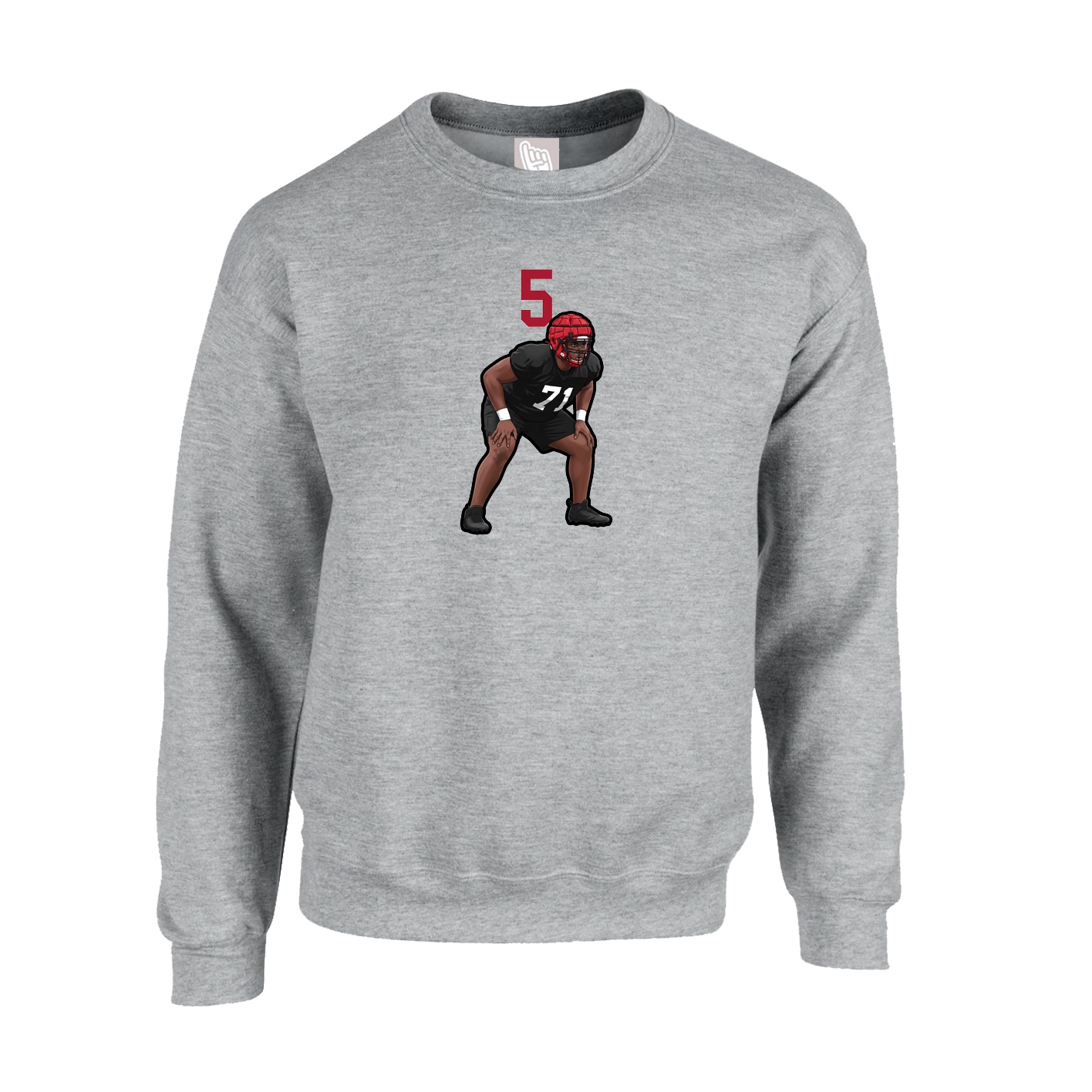 Fleece Crew — Number Top in Grey